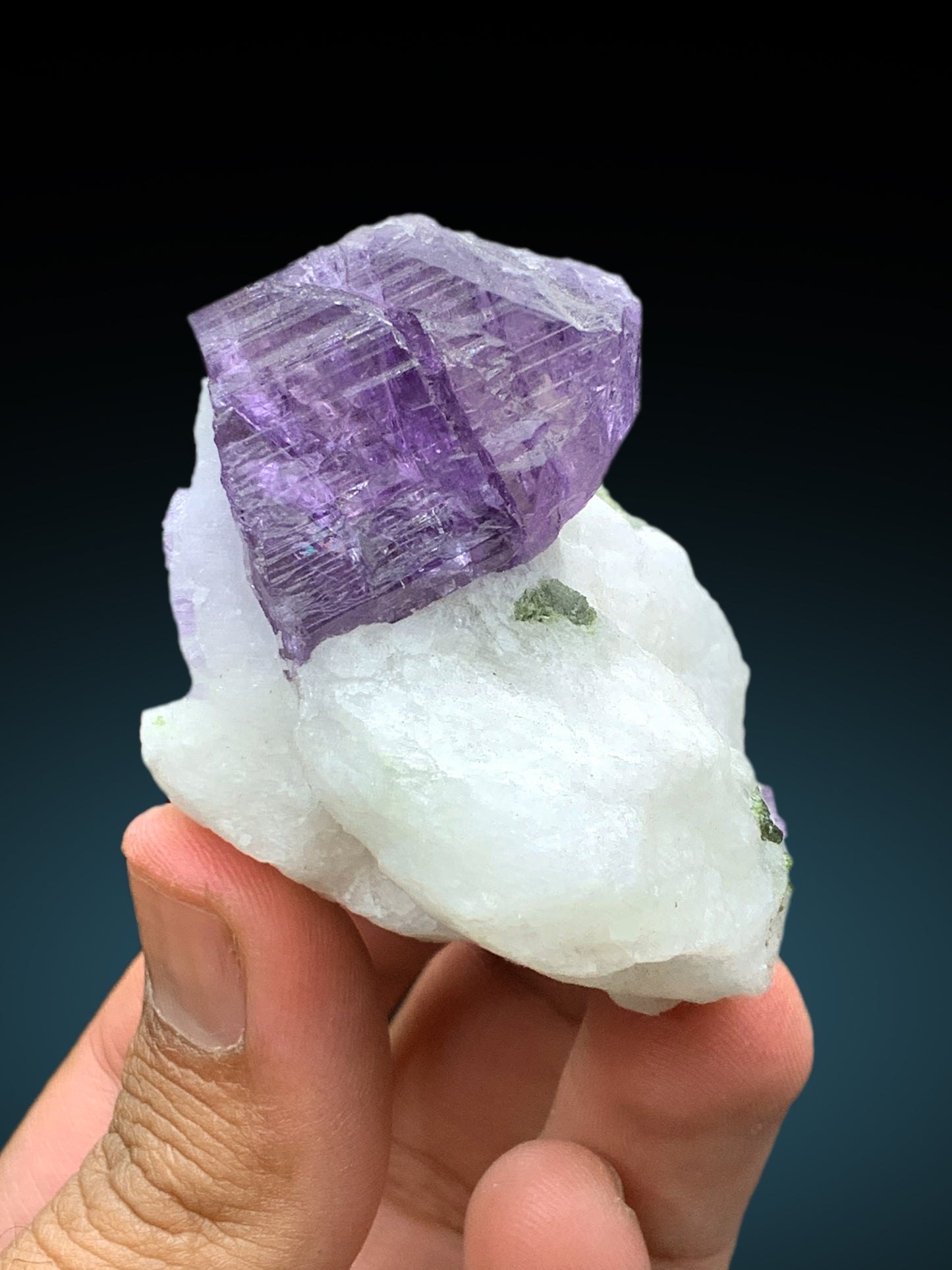 Rich Purple Color Scapolite Crystal on Marble Matrix, Scapolite Specimen from Badakhshan Afghanistan - 113 gram