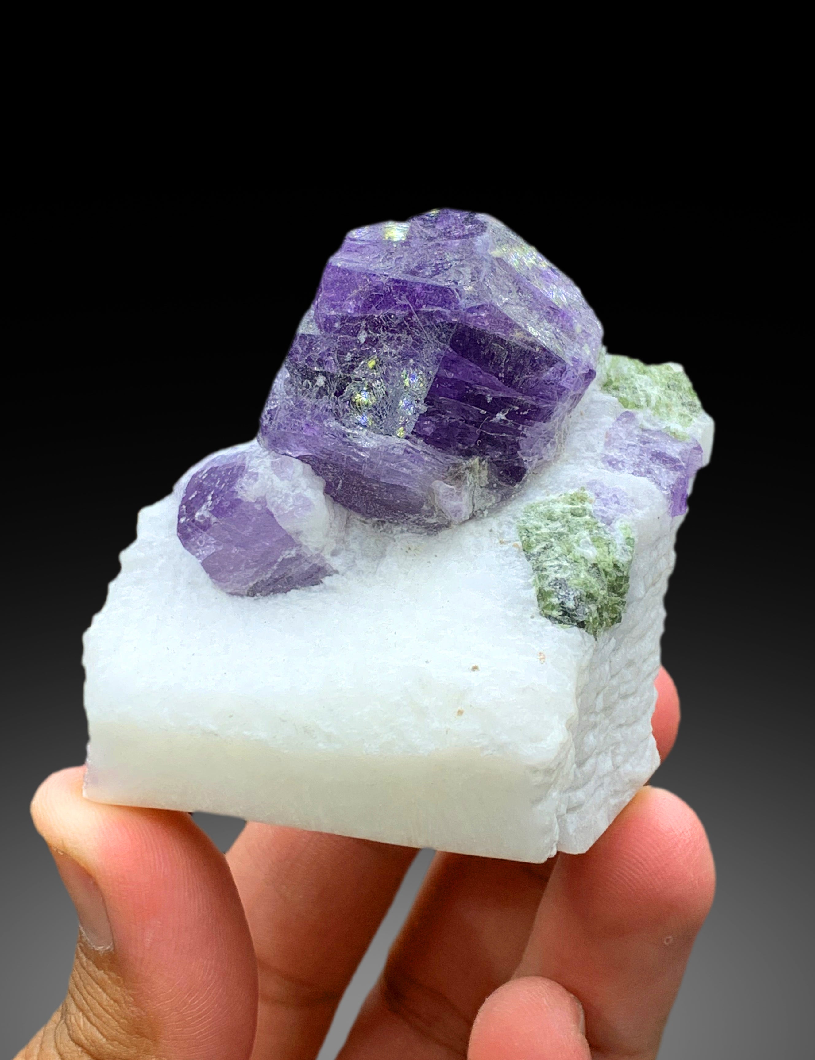 Purple Color Scapolite on Matrix, Scapolite Crystals, Scapolite Specimen from Badakhshan Afghanistan - 196 gram