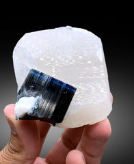 Blue Cap Tourmaline Crystal on Quartz from Paprok Afghanistan - 241 gram