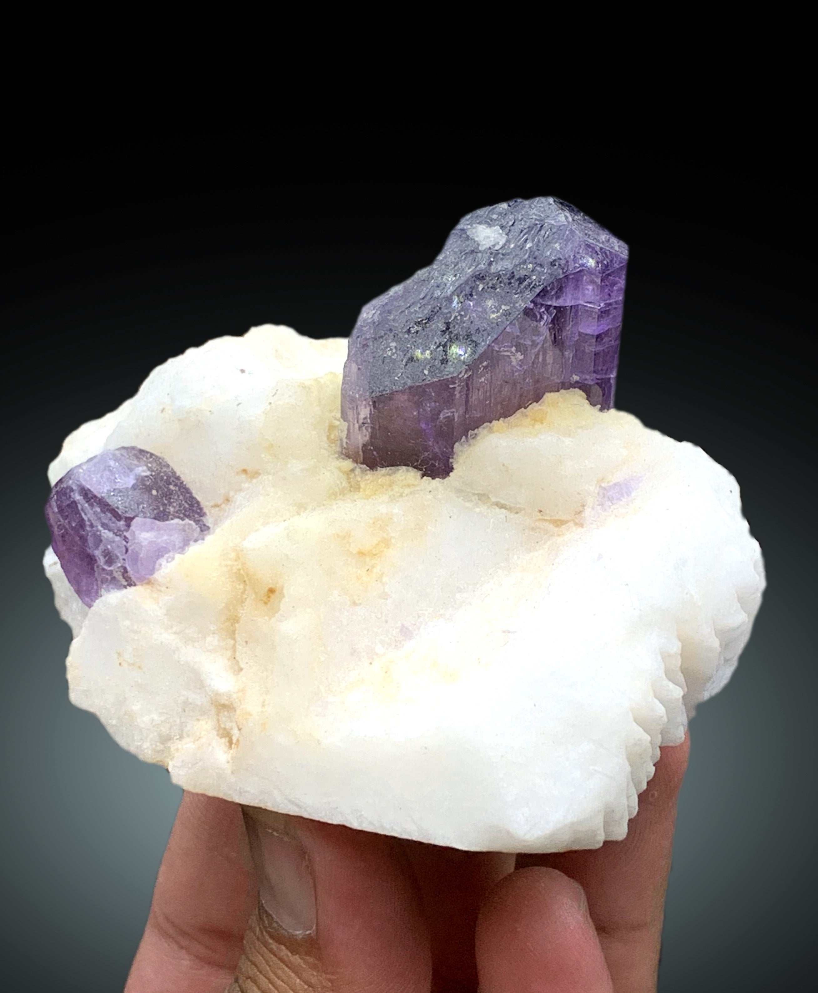 Purple Color Scapolite Crystals on Marble Matrix from Afghanistan - 194 gram