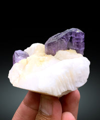 Purple Color Scapolite Crystals on Marble Matrix from Afghanistan - 194 gram