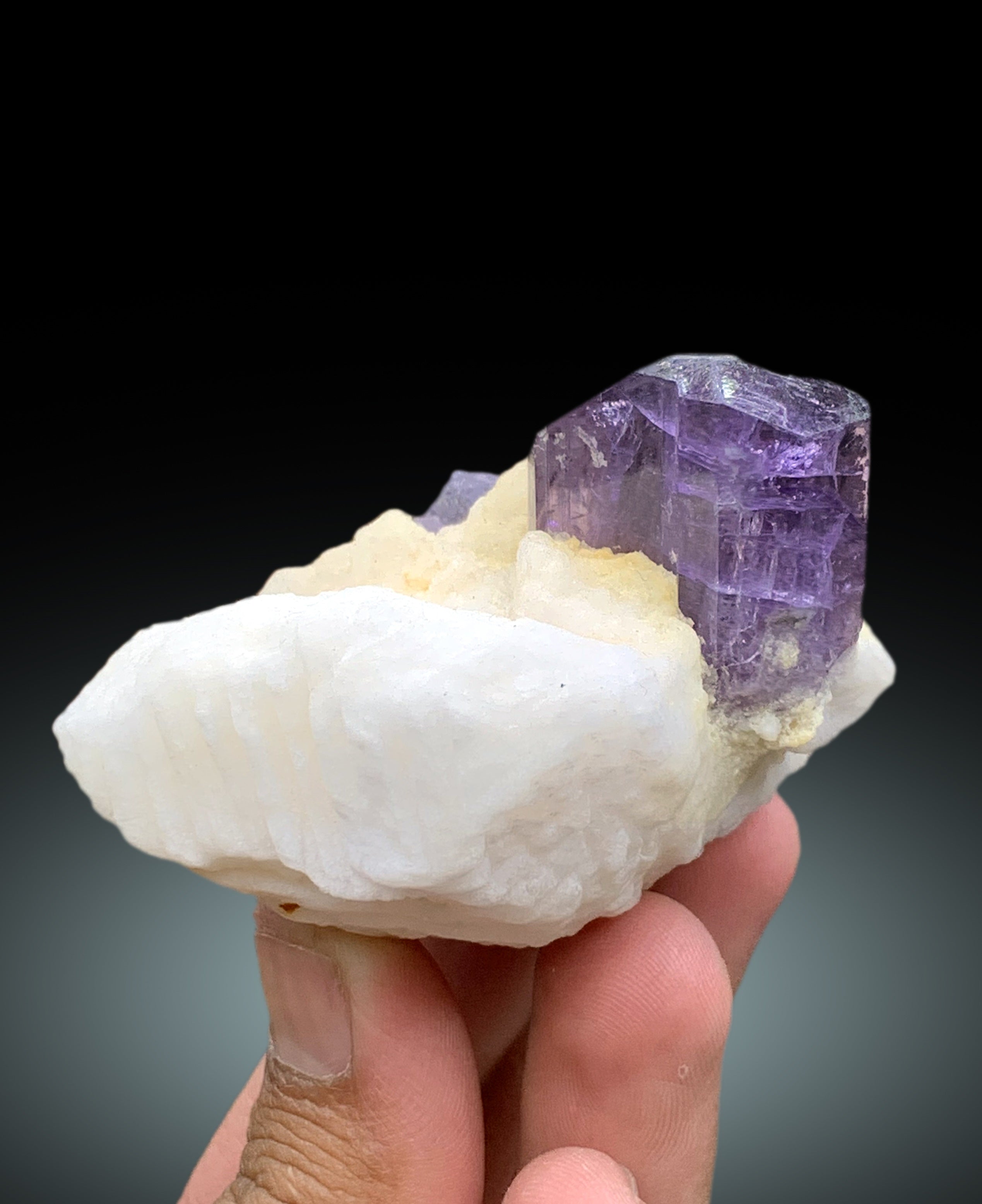 Purple Color Scapolite Crystals on Marble Matrix from Afghanistan - 194 gram