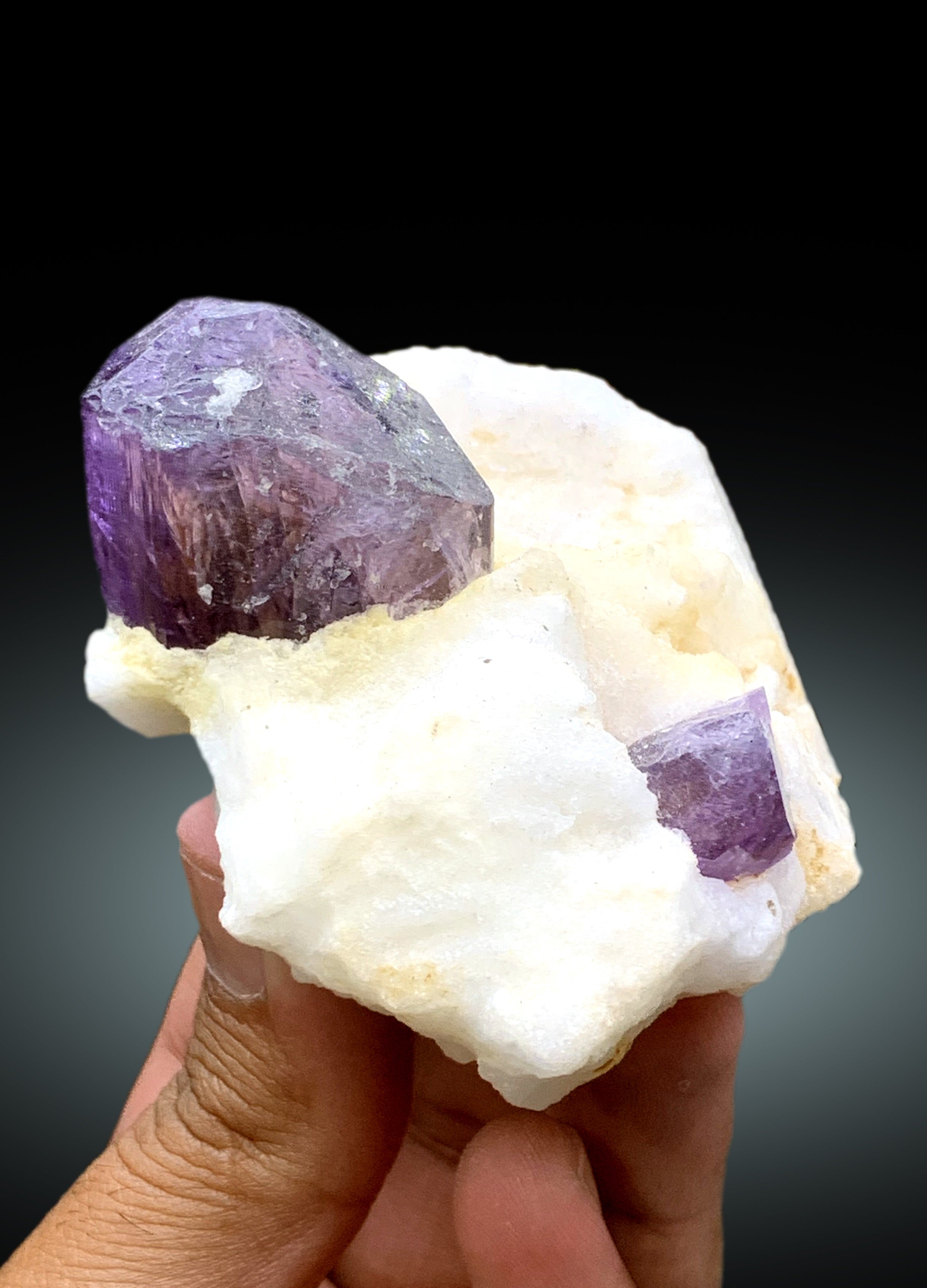 Purple Color Scapolite Crystals on Marble Matrix from Afghanistan - 194 gram