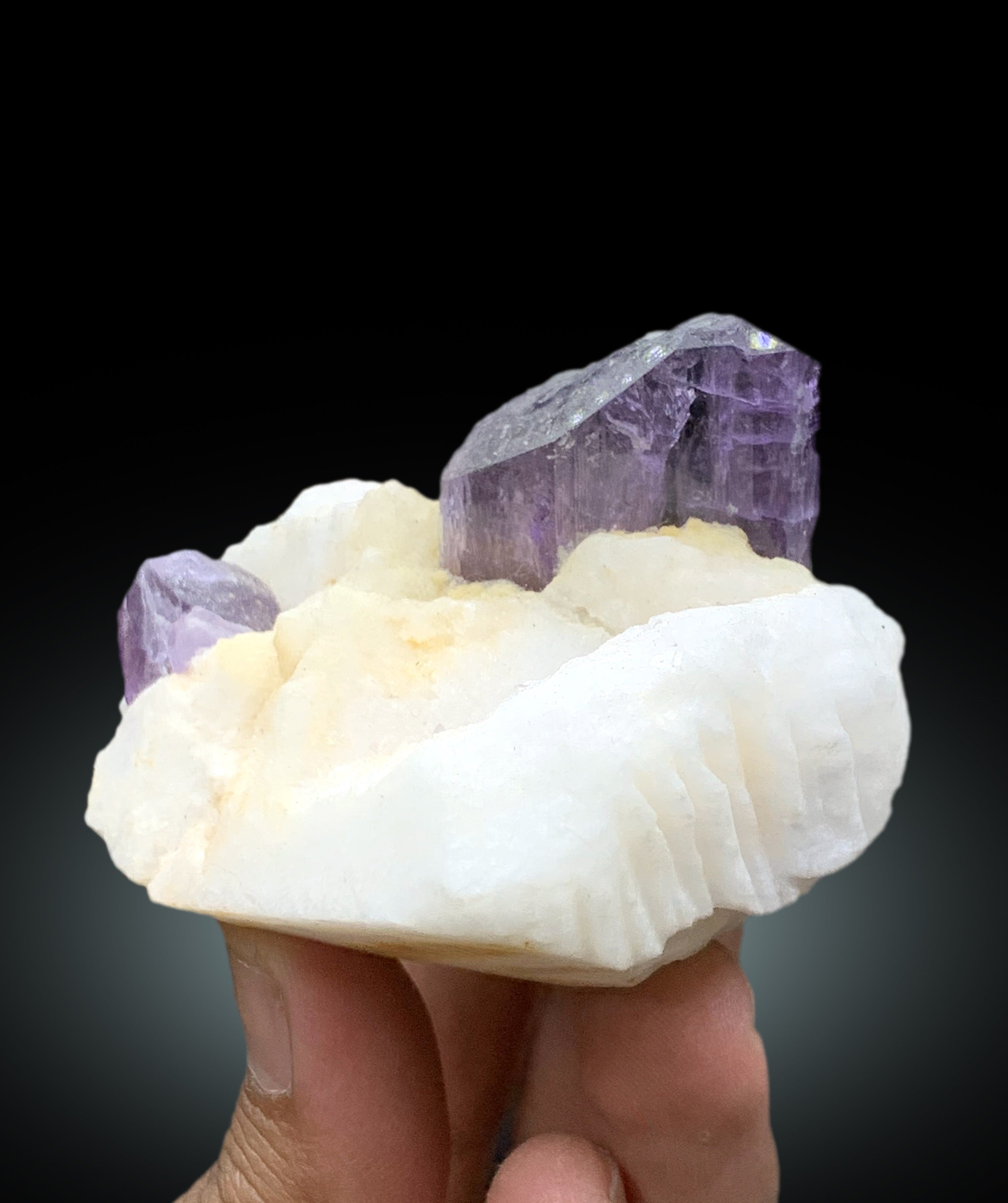 Purple Color Scapolite Crystals on Marble Matrix from Afghanistan - 194 gram