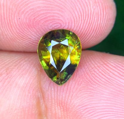 Pear Shape Titanite Green Sphene Gemstone, Fire Sphene, Loose Gemstone, Gemstone Jewelry - 1.60 CT