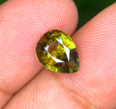 Pear Shape Titanite Green Sphene Gemstone, Fire Sphene, Loose Gemstone, Gemstone Jewelry - 1.60 CT