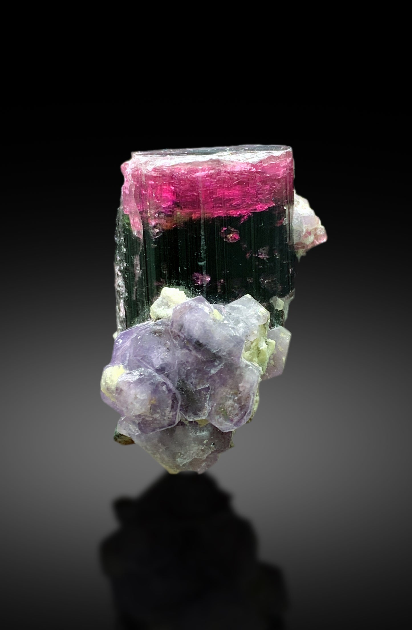 Ultra Rare Purple Apatite on Pink Cap Tourmaline from Paprok Afghanistan - 49 gram