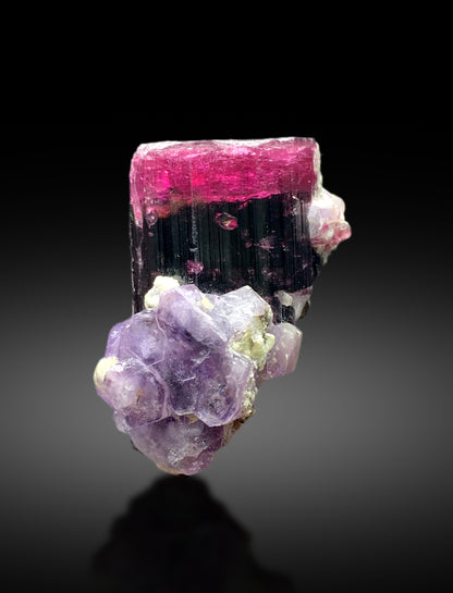 Ultra Rare Purple Apatite on Pink Cap Tourmaline from Paprok Afghanistan - 49 gram