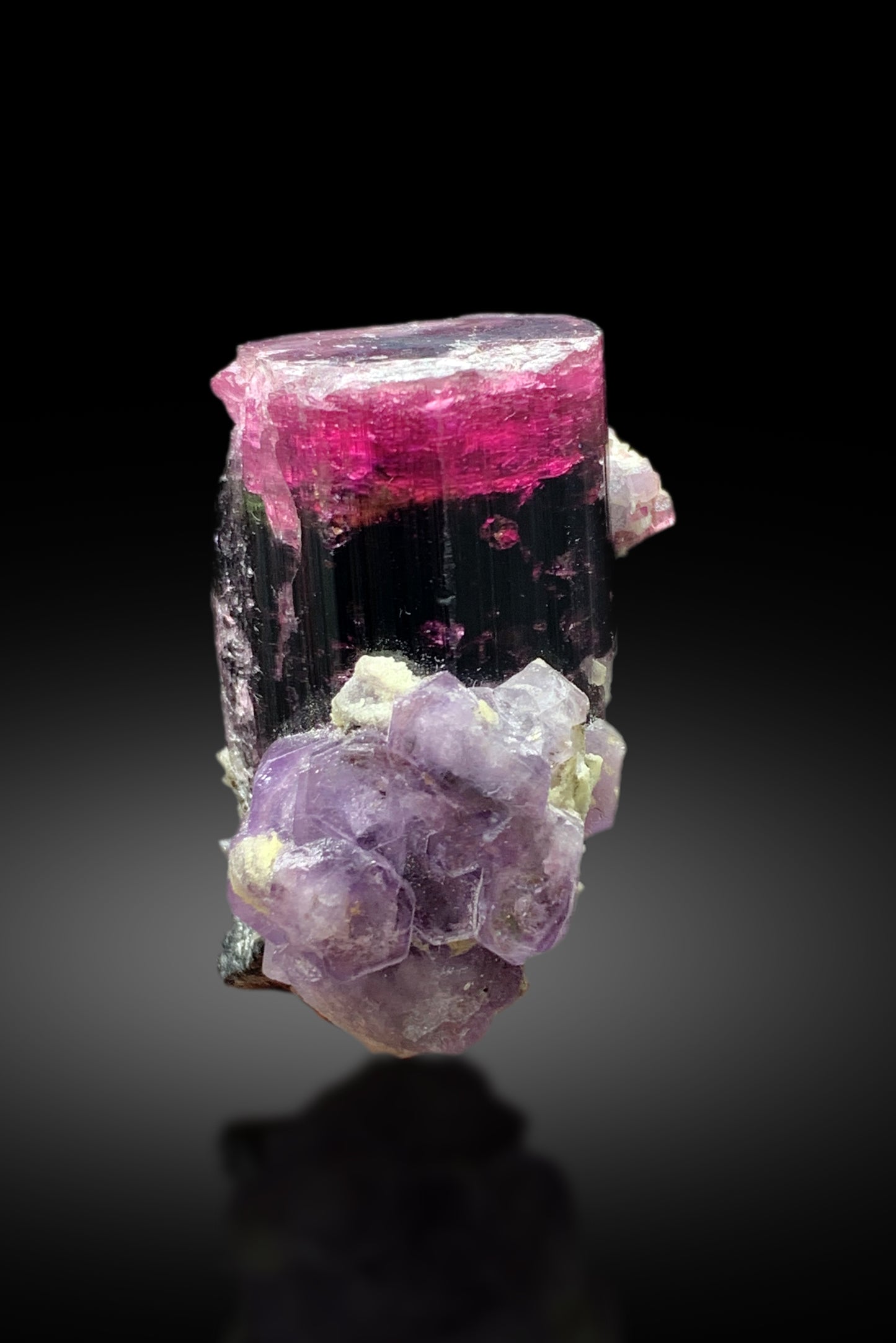 Ultra Rare Purple Apatite on Pink Cap Tourmaline from Paprok Afghanistan - 49 gram