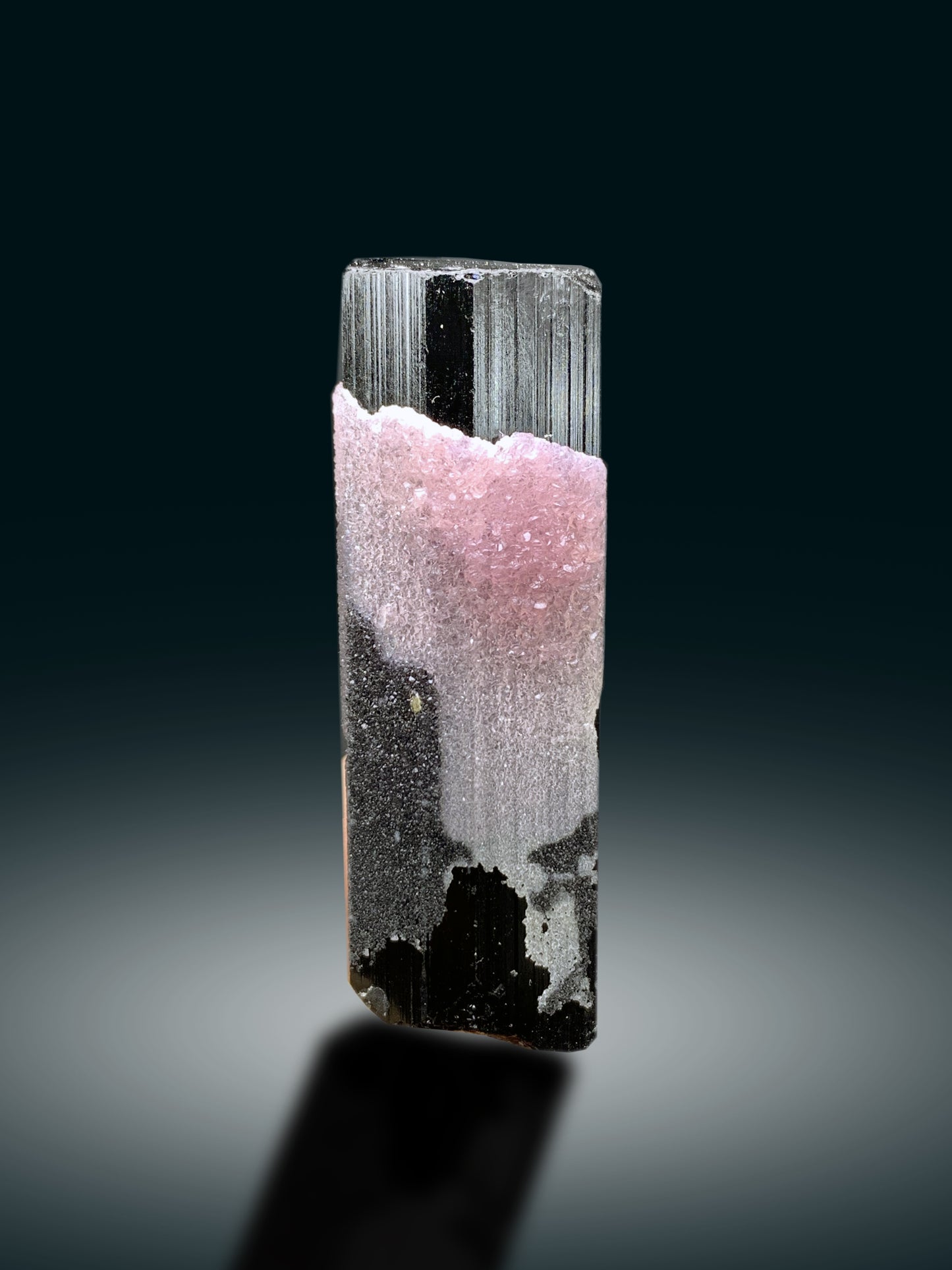 Crystallized Pink Rose Quartz on Schorl Tourmaline from Afghanistan - 46 gram