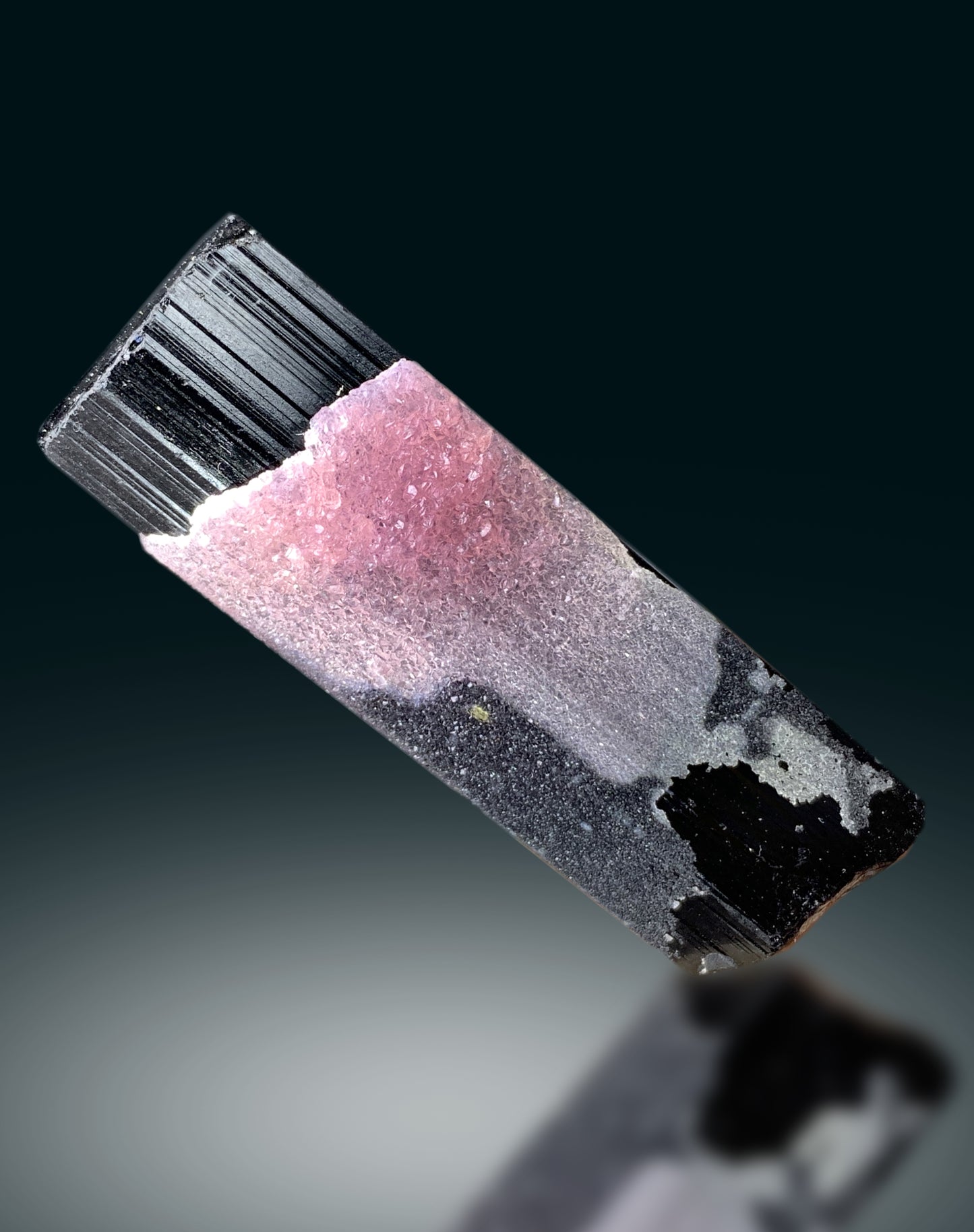 Crystallized Pink Rose Quartz on Schorl Tourmaline from Afghanistan - 46 gram
