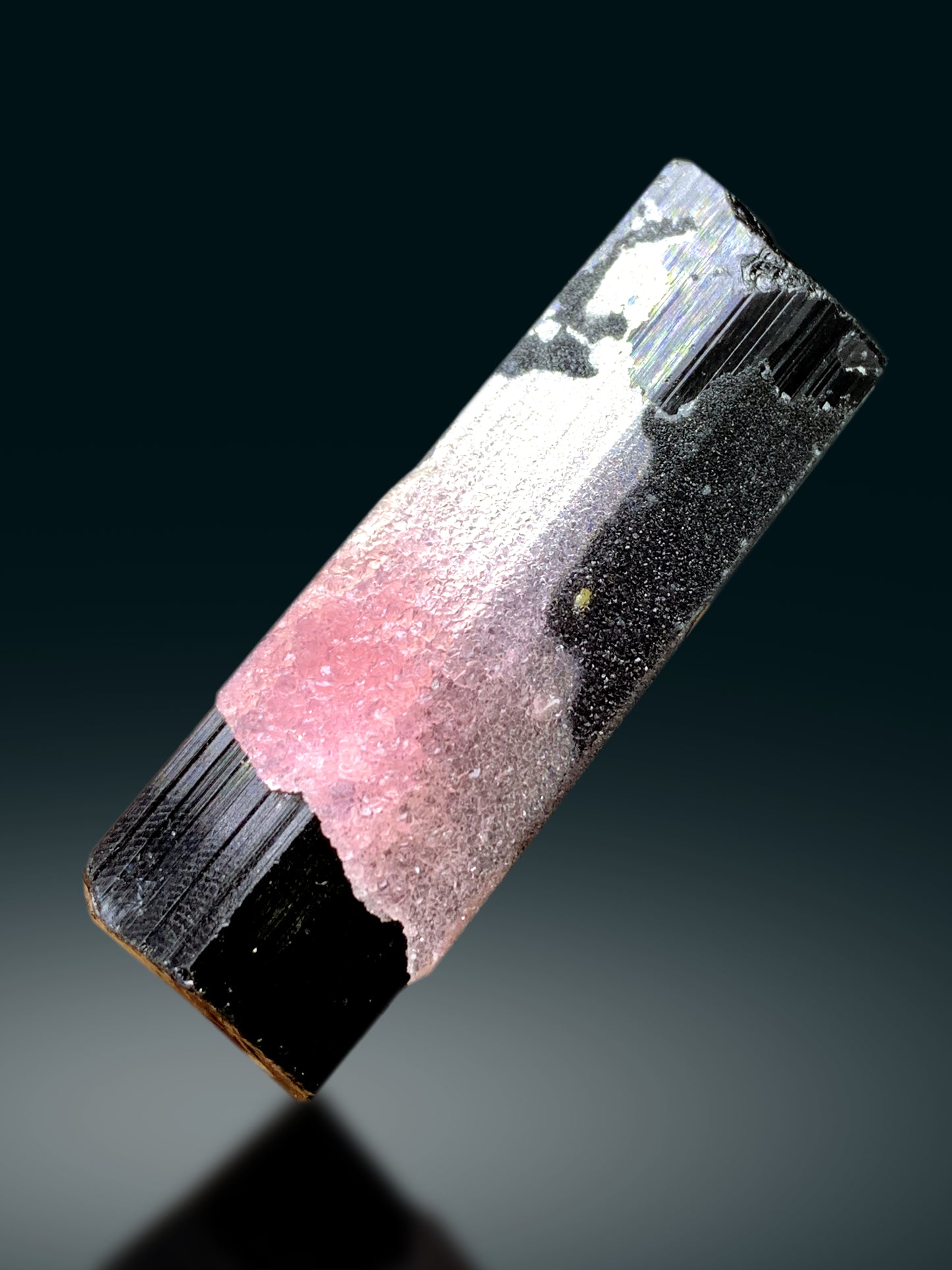 Crystallized Pink Rose Quartz on Schorl Tourmaline from Afghanistan - 46 gram