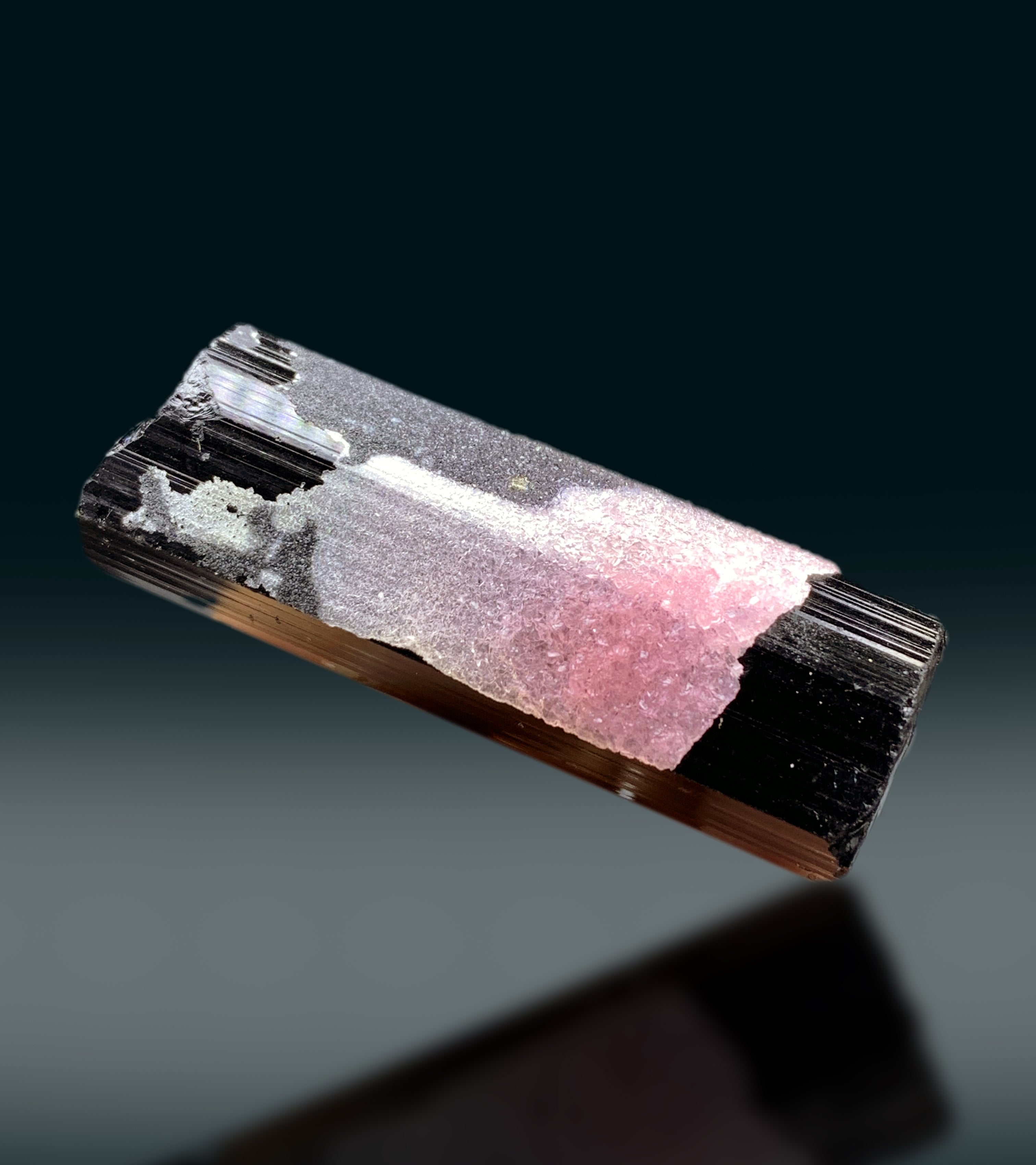 Crystallized Pink Rose Quartz on Schorl Tourmaline from Afghanistan - 46 gram