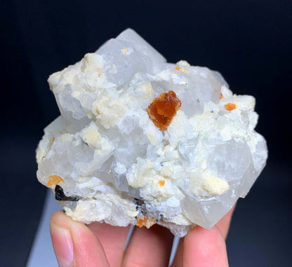 Orange Garnet Crystals With Quartz and Mica On feldspar From Pakistan - 246 Grams