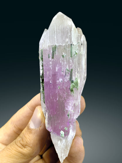 Natural Pink Kunzite with Green Tourmalines from Afghanistan - 99 gram