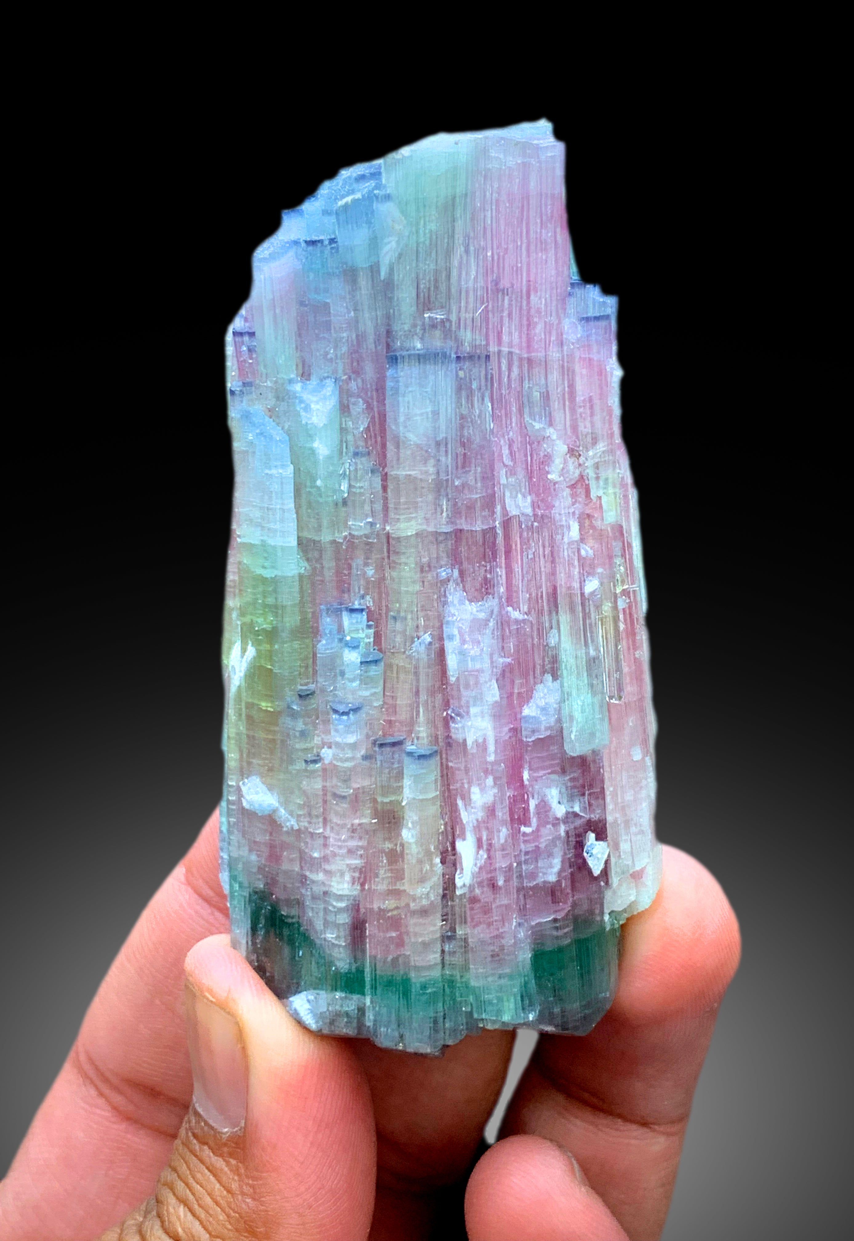 Natural Tricolor Tourmaline Crystal from Paprok Afghanistan - 122 gram