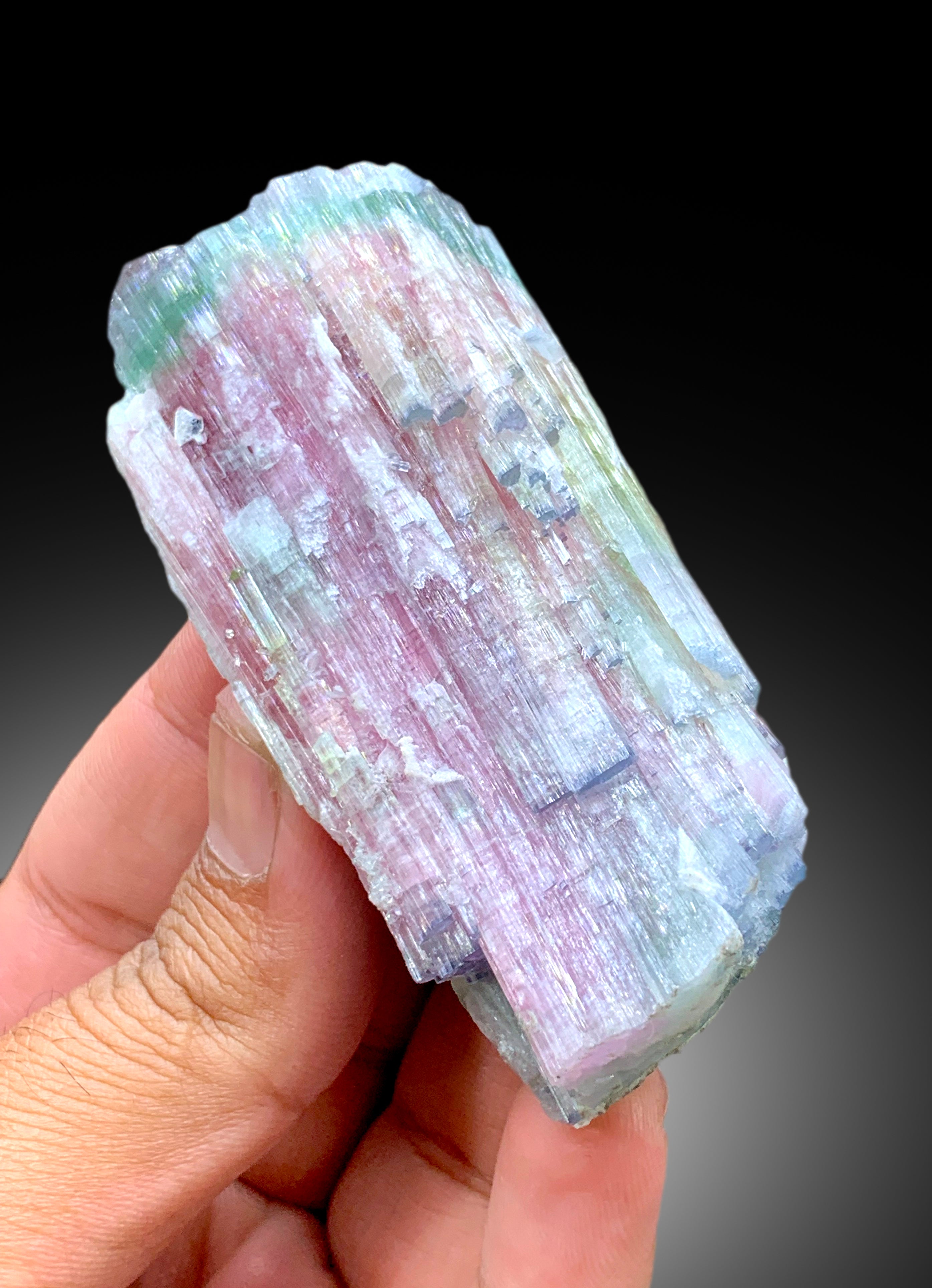 Natural Tricolor Tourmaline Crystal from Paprok Afghanistan - 122 gram