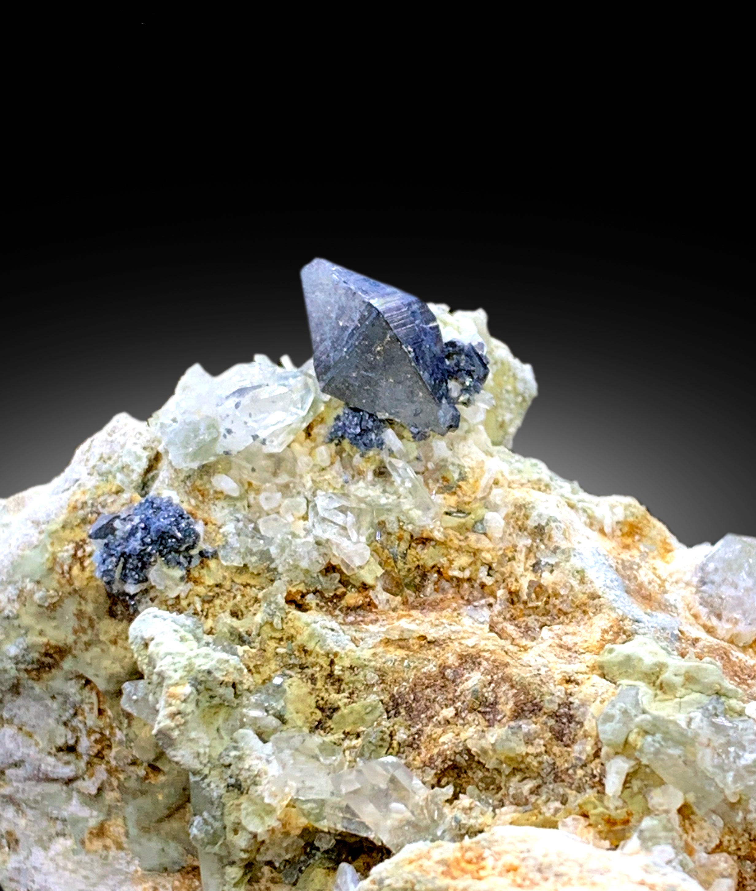 Rare Blue Anatase with Quartz on Matrix, Anatase Specimen from Baluchistan Pakistan - 171 gram