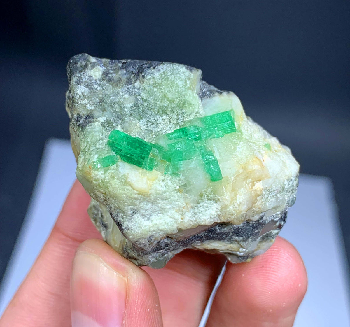 Natural Green Emerald Crystal On Matrix From Pakistan - 45 Grams
