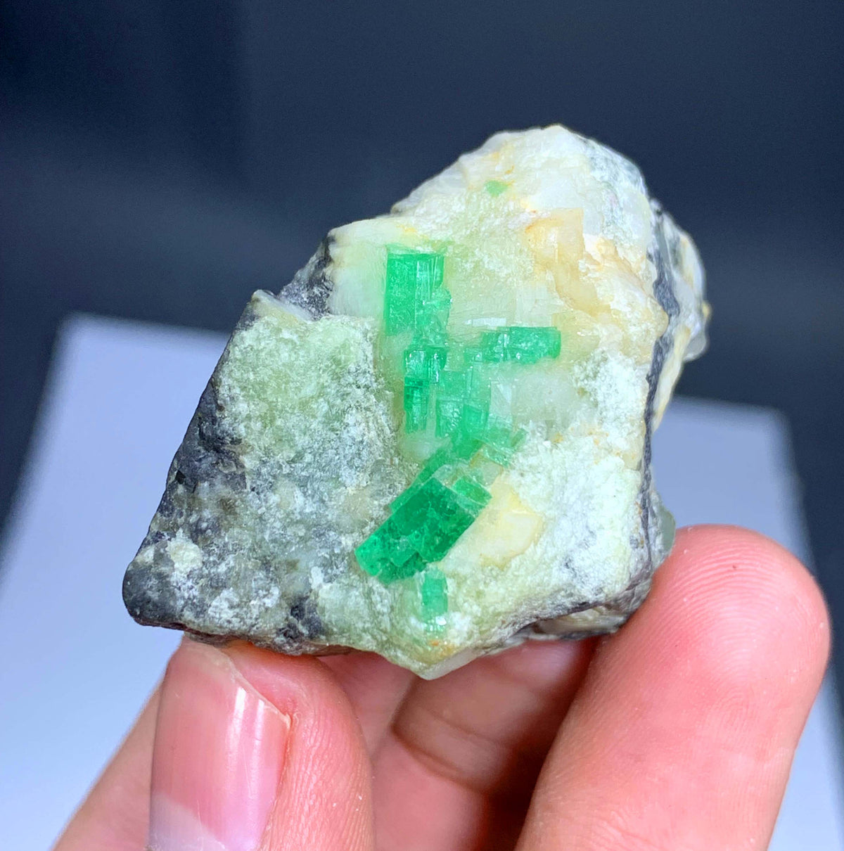 Natural Green Emerald Crystal On Matrix From Pakistan - 45 Grams
