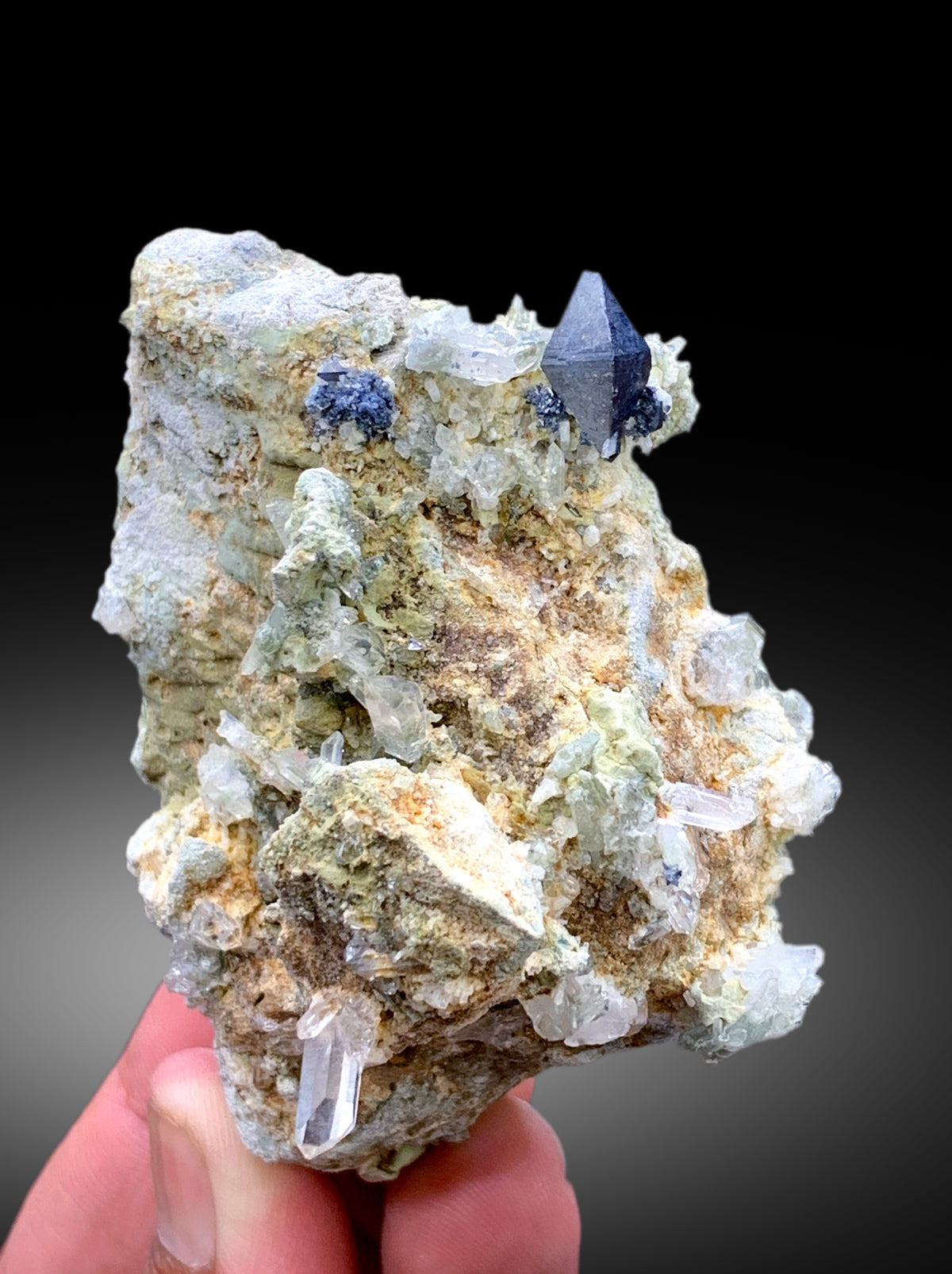 Rare Blue Anatase with Quartz on Matrix, Anatase Specimen from Baluchistan Pakistan - 171 gram