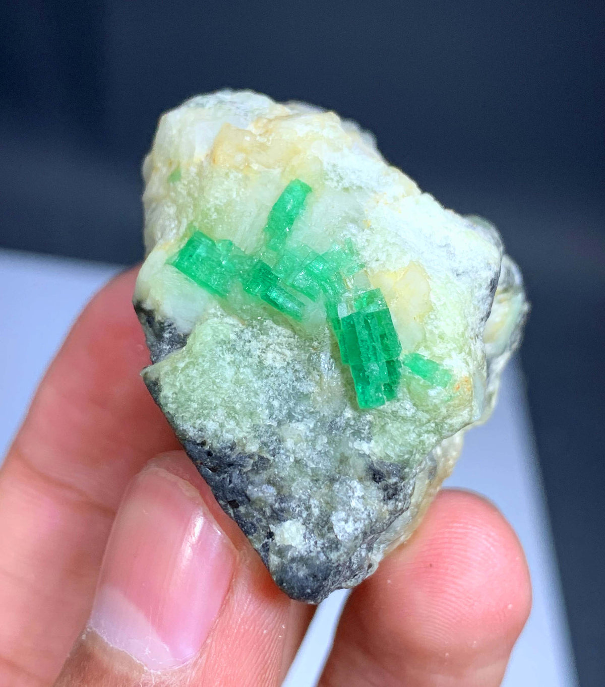 Natural Green Emerald Crystal On Matrix From Pakistan - 45 Grams