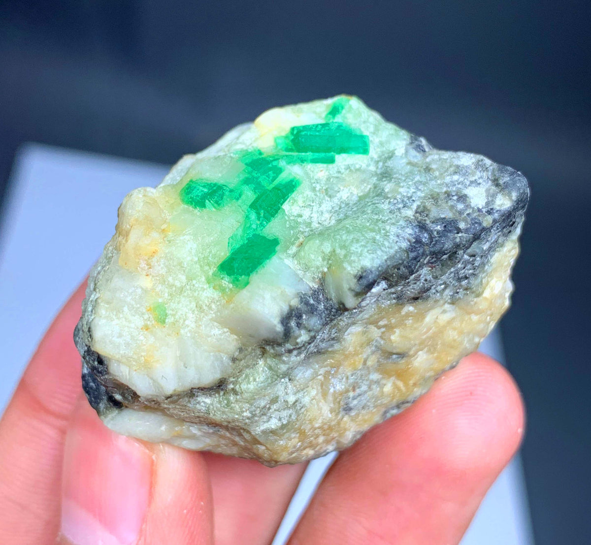 Natural Green Emerald Crystal On Matrix From Pakistan - 45 Grams