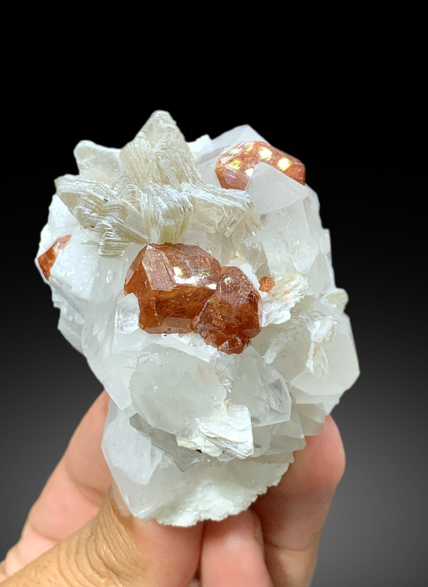 Spessartine Garnet crystals with Quartz, Mica and Albite from Pakistan, 167 gram