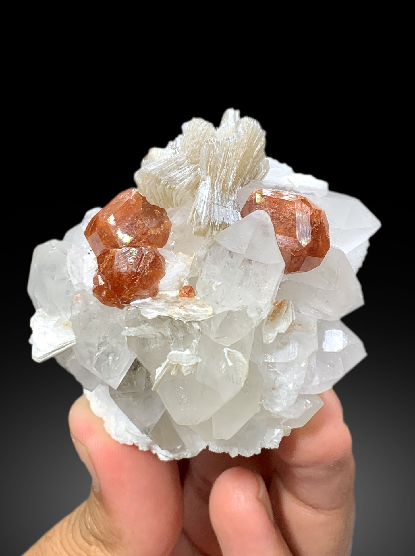 Spessartine Garnet crystals with Quartz, Mica and Albite from Pakistan, 167 gram