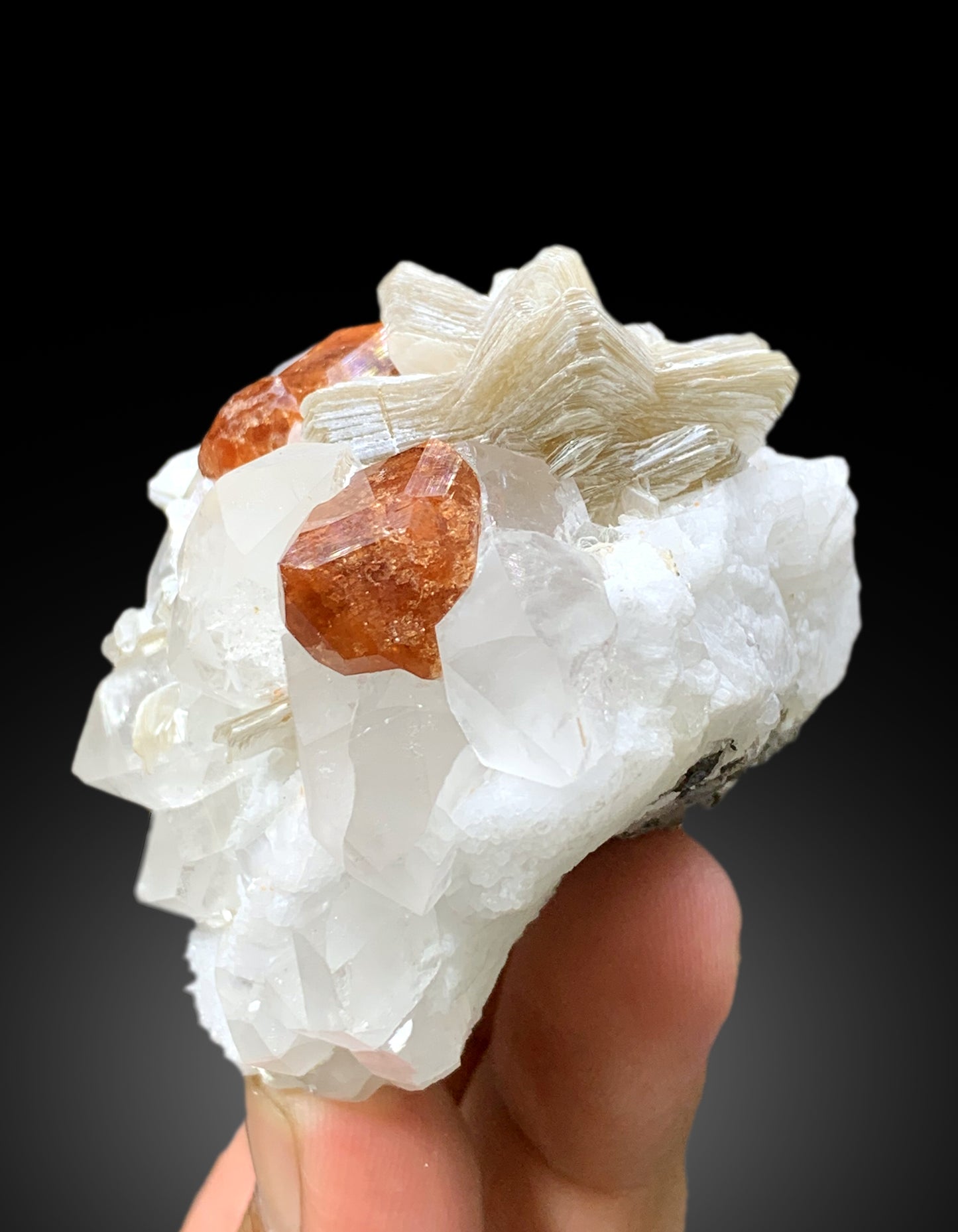 Spessartine Garnet crystals with Quartz, Mica and Albite from Pakistan, 167 gram