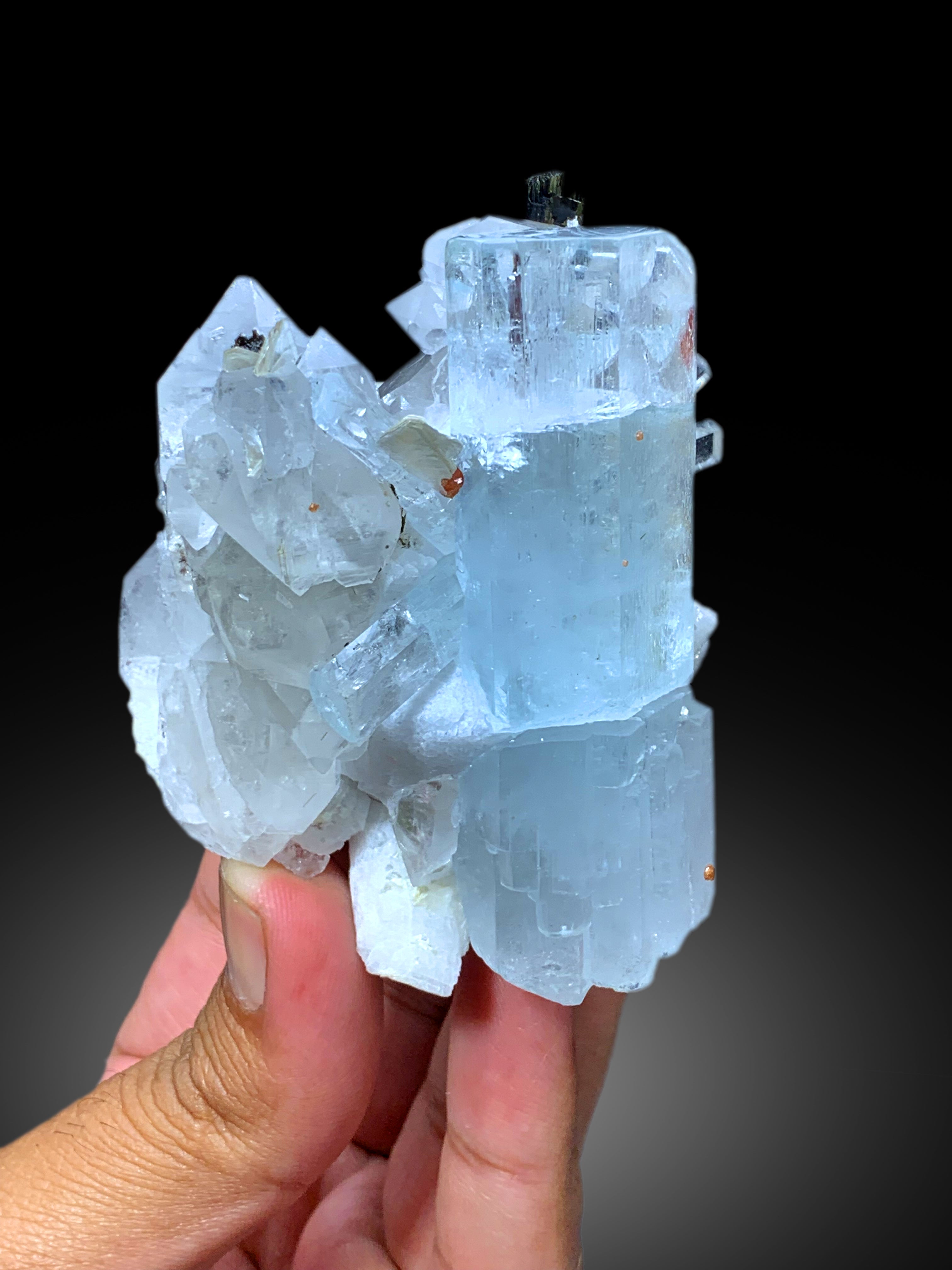 Aquamarine with Spessartine Garnet, Schorl and Quartz from Pakistan, 252 gram