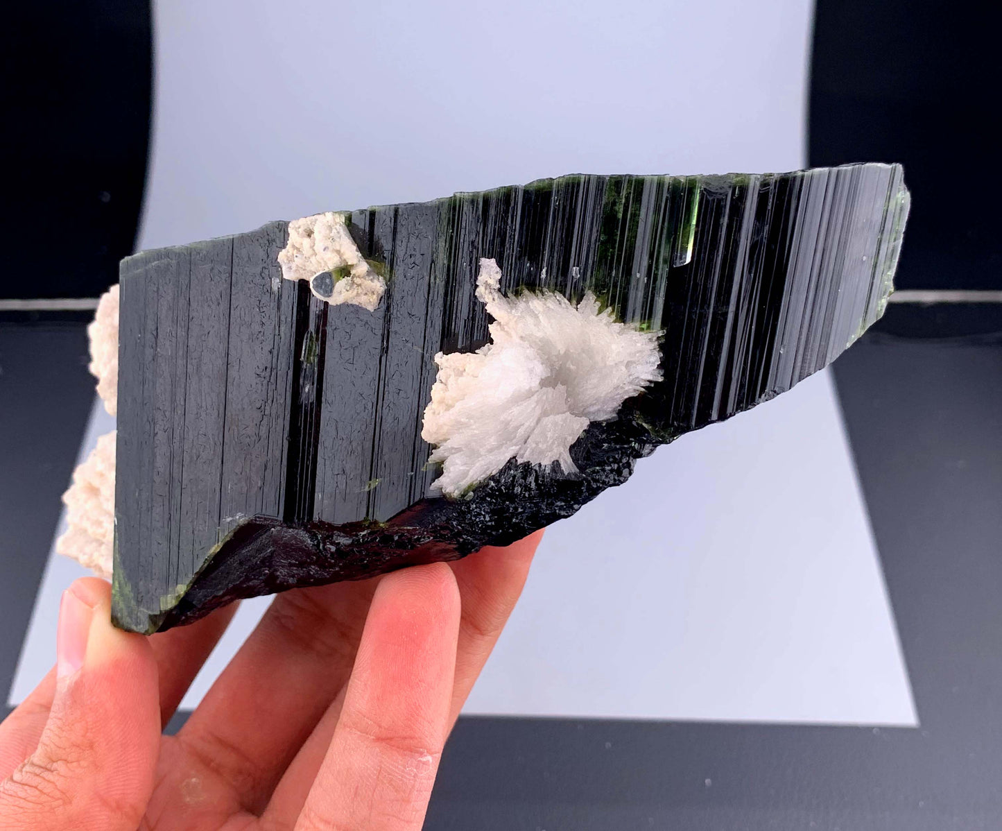Green Tourmaline Crystal With Albite From Skardu Pakistan - 495 Gram