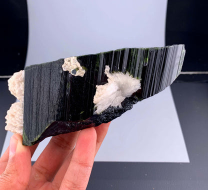 Green Tourmaline Crystal With Albite From Skardu Pakistan - 495 Gram