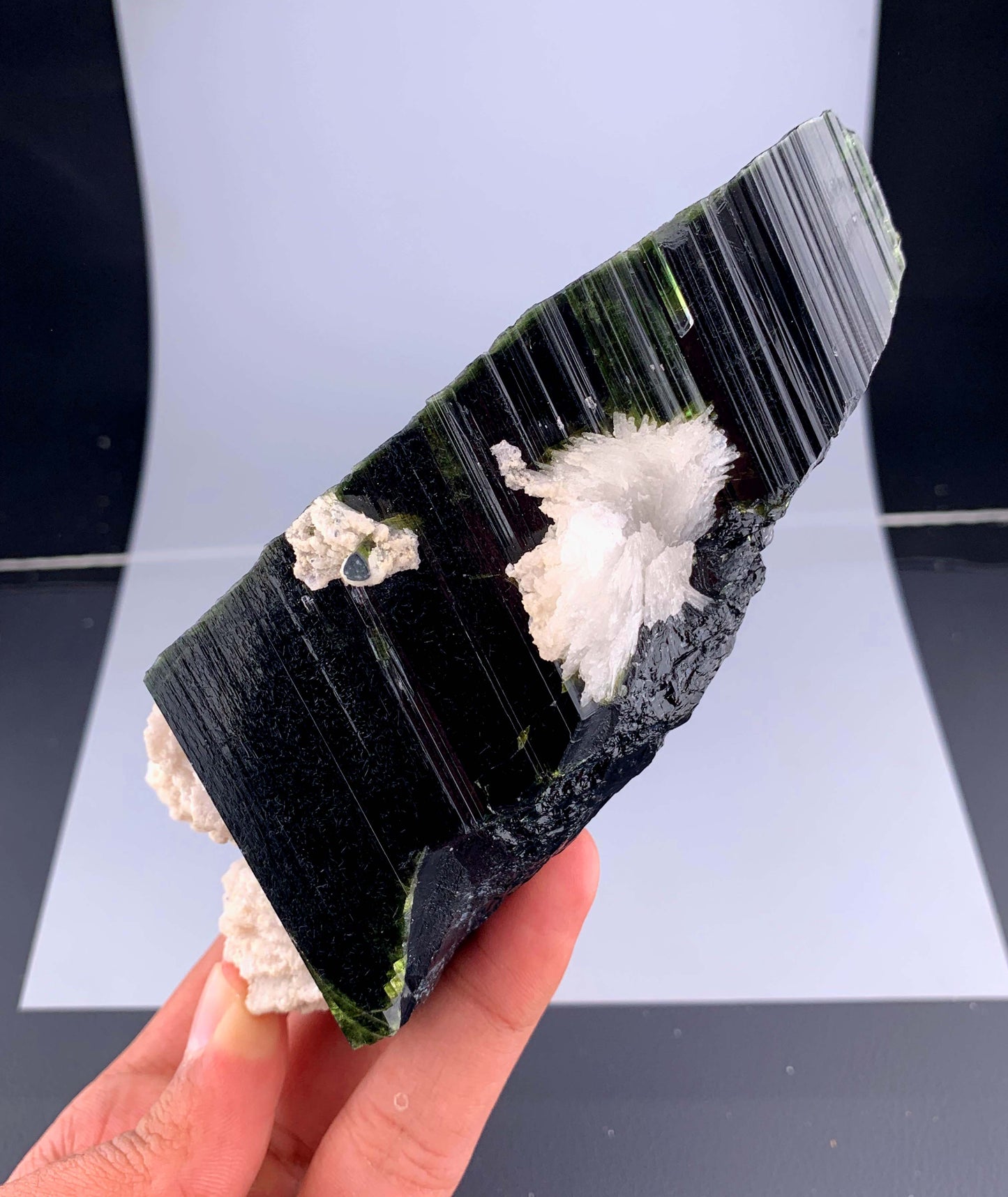 Green Tourmaline Crystal With Albite From Skardu Pakistan - 495 Gram