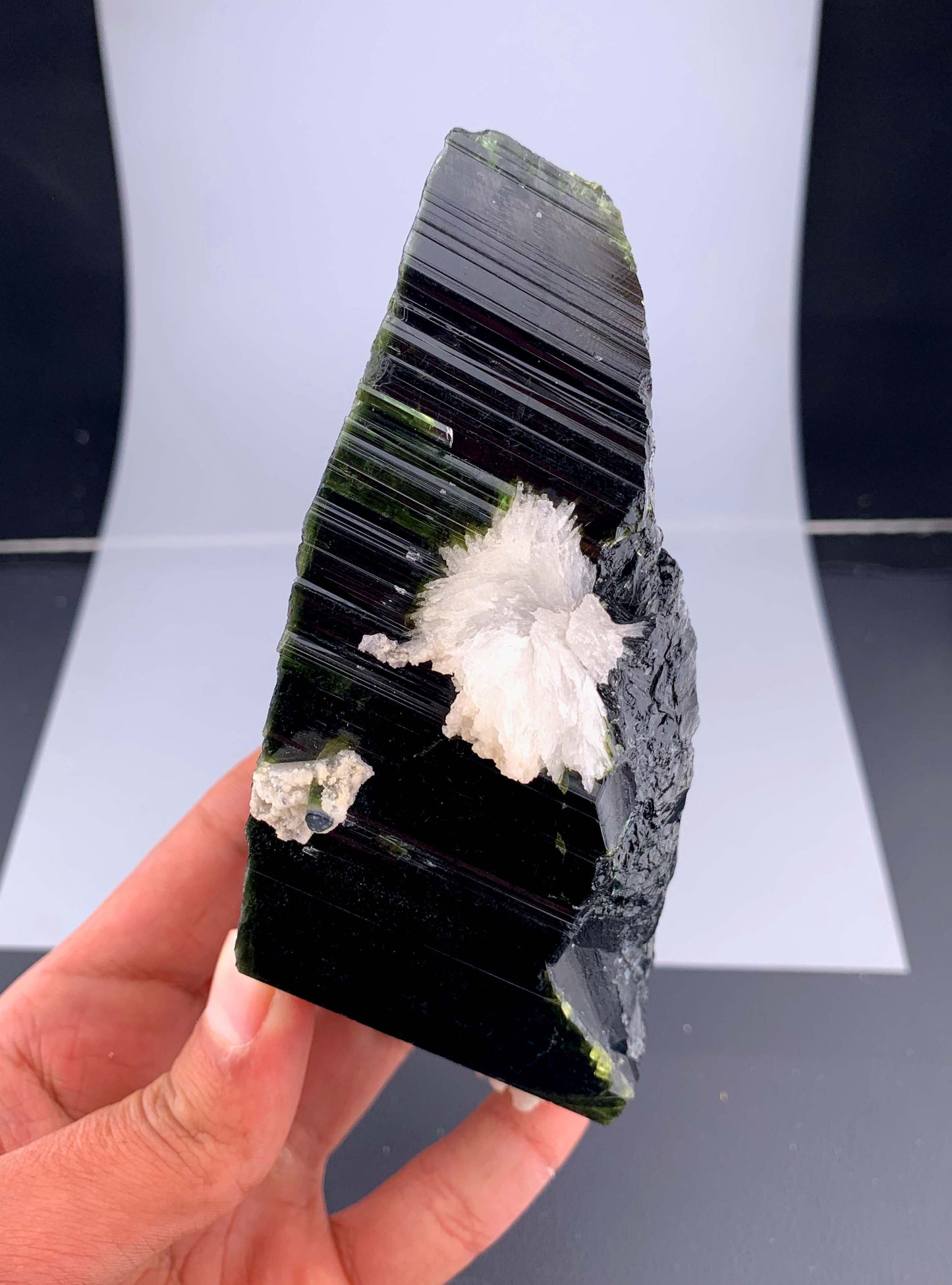 Green Tourmaline Crystal With Albite From Skardu Pakistan - 495 Gram