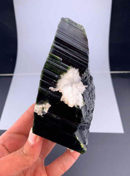 Green Tourmaline Crystal With Albite From Skardu Pakistan - 495 Gram