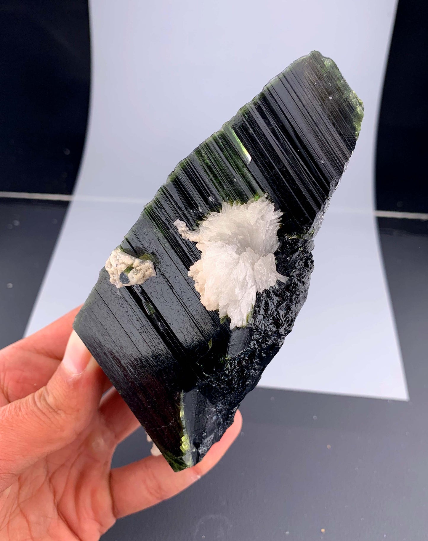 Green Tourmaline Crystal With Albite From Skardu Pakistan - 495 Gram