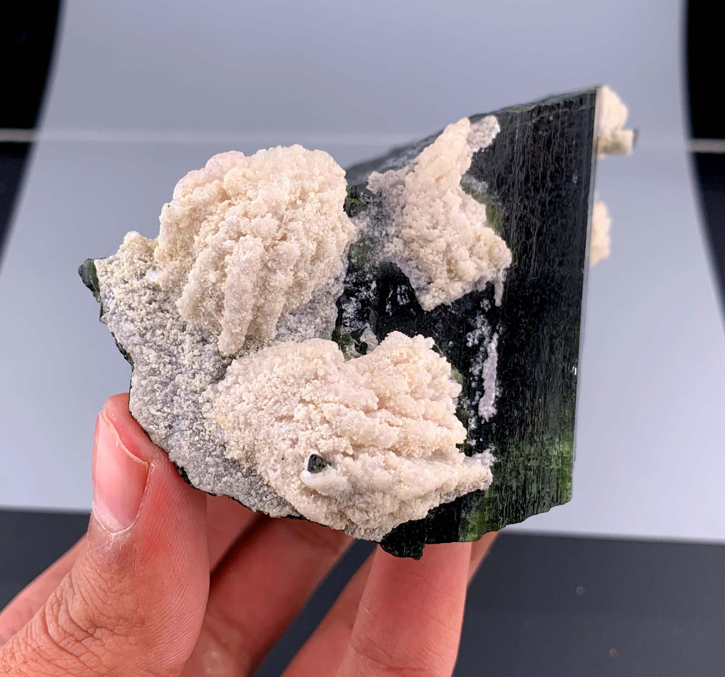 Green Tourmaline Crystal With Albite From Skardu Pakistan - 495 Gram
