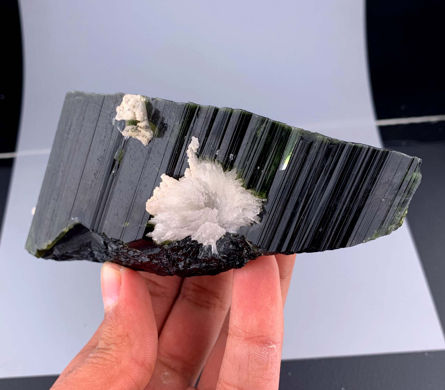 Green Tourmaline Crystal With Albite From Skardu Pakistan - 495 Gram