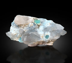 Natural Sky Blue Color Aquamarine Crystals with Quartz and Feldspar, Aquamarine Specimen, Raw Mineral, Fine Minerals - 6800 gram