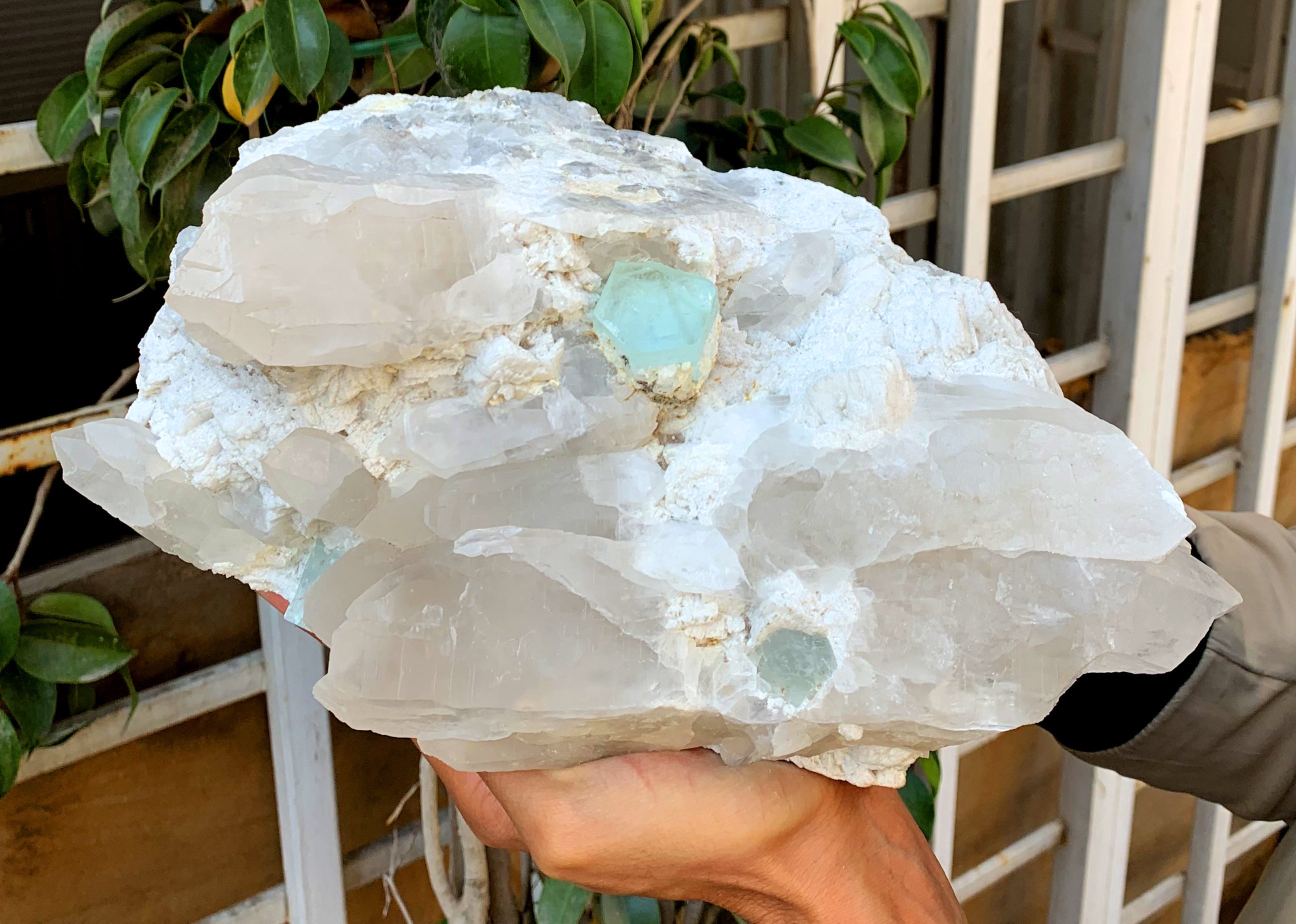 Natural Sky Blue Color Aquamarine Crystals with Quartz and Feldspar, Aquamarine Specimen, Raw Mineral, Fine Minerals - 6800 gram