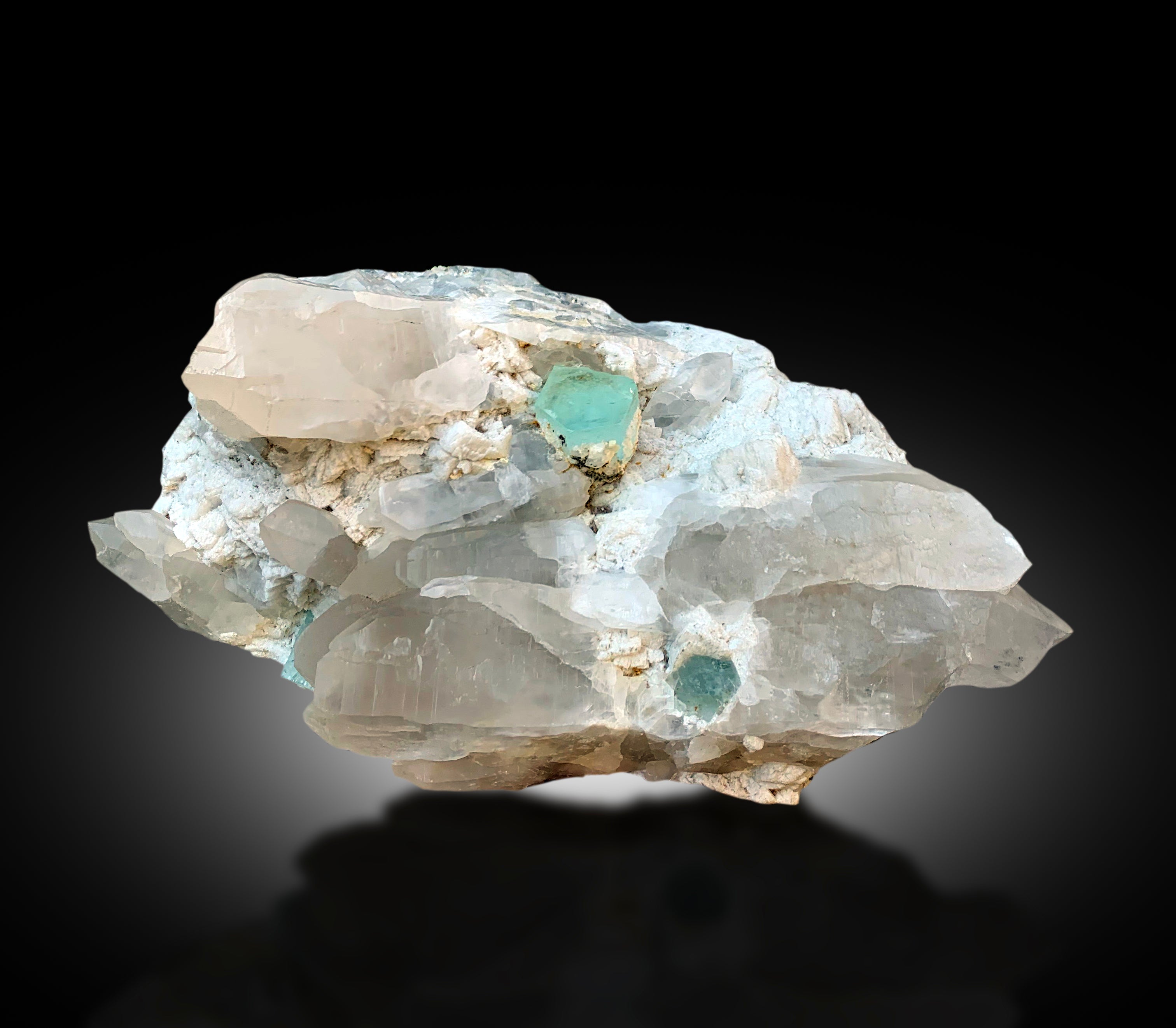 Natural Sky Blue Color Aquamarine Crystals with Quartz and Feldspar, Aquamarine Specimen, Raw Mineral, Fine Minerals - 6800 gram