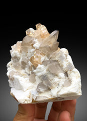 Rich Golden Color Topaz Crystals with Smoky Quartz, Mica and Feldspar, Topaz Specimen - 378 gram