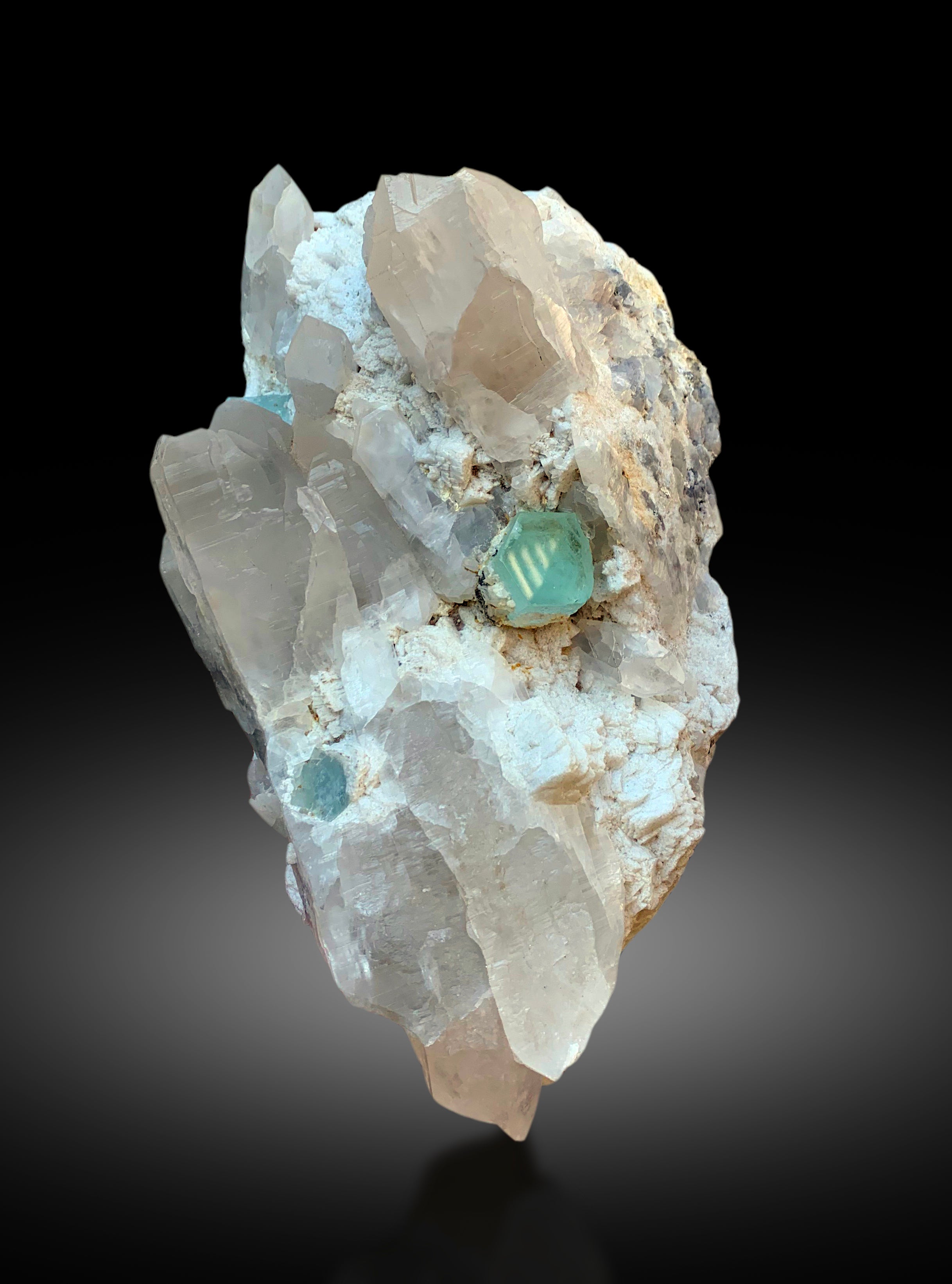 Natural Sky Blue Color Aquamarine Crystals with Quartz and Feldspar, Aquamarine Specimen, Raw Mineral, Fine Minerals - 6800 gram