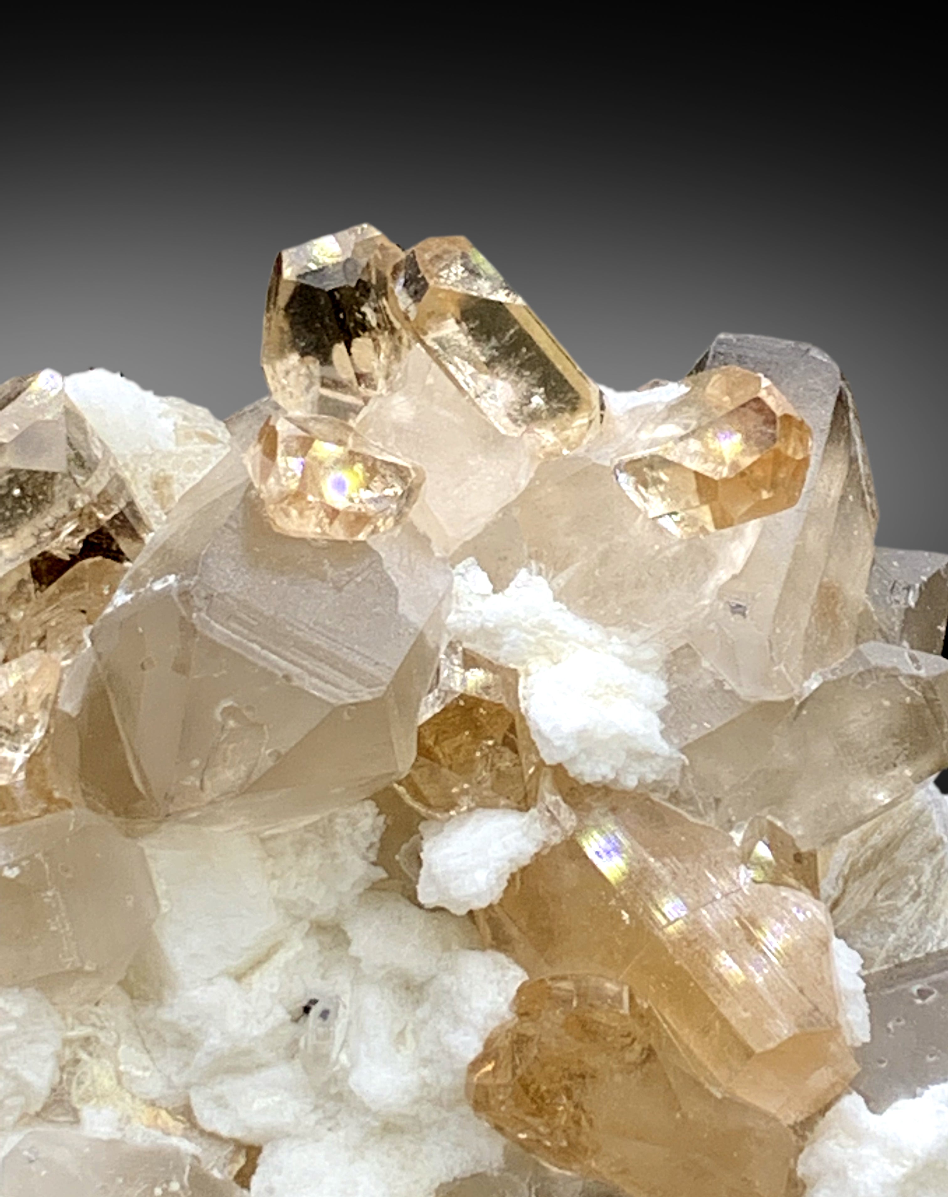 Rich Golden Color Topaz Crystals with Smoky Quartz, Mica and Feldspar, Topaz Specimen - 378 gram