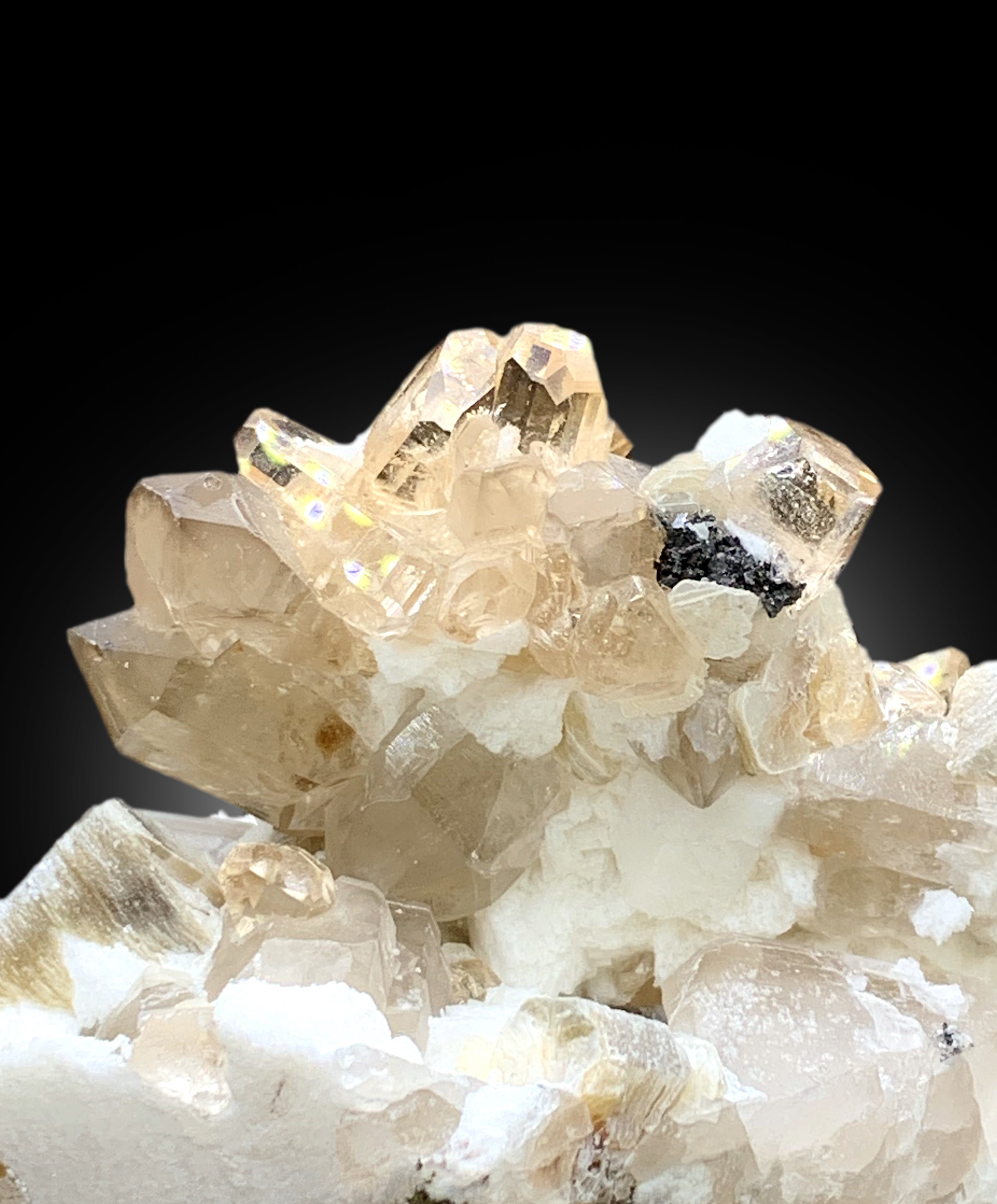 Rich Golden Color Topaz Crystals with Smoky Quartz, Mica and Feldspar, Topaz Specimen - 378 gram