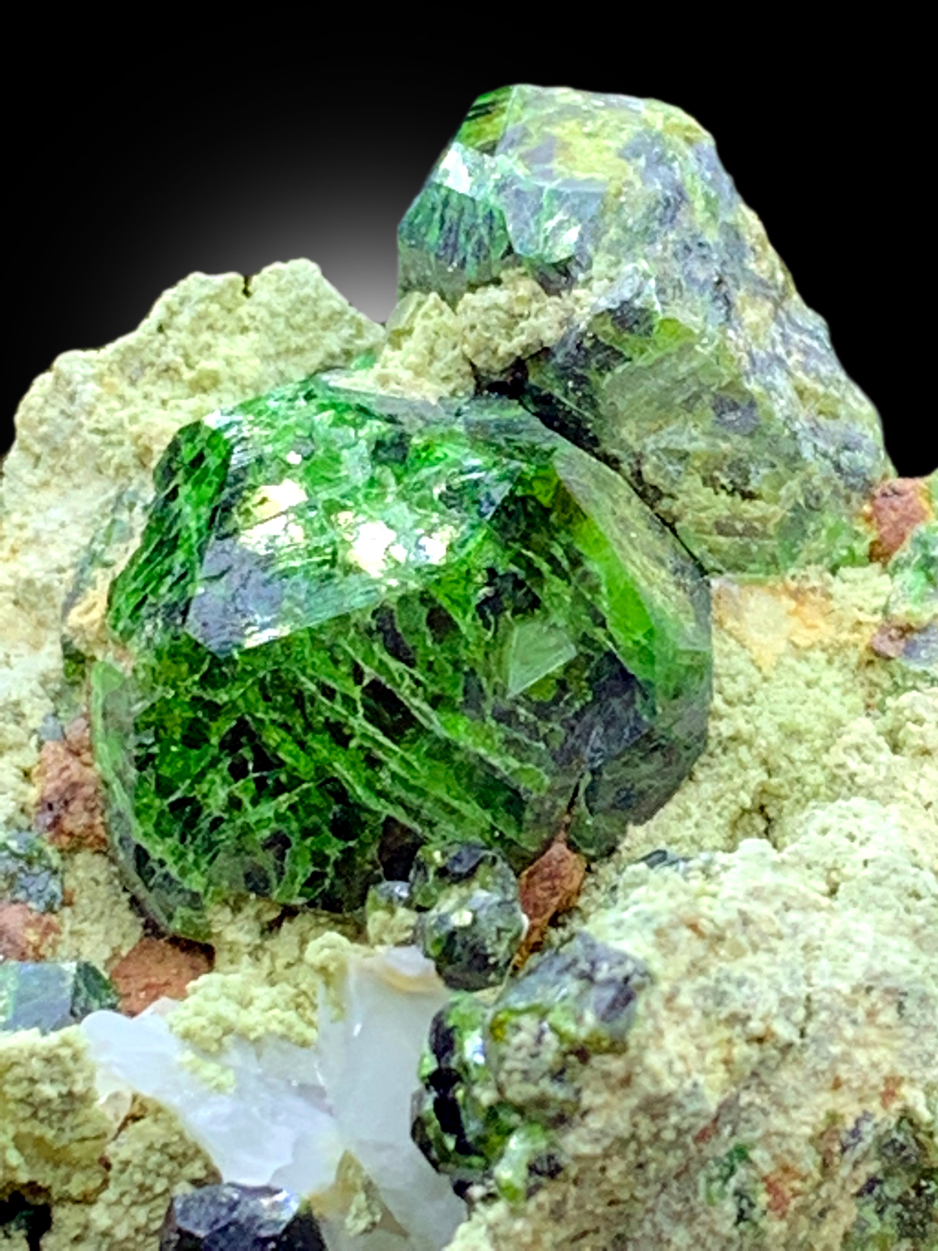 Lush Green Demantoid Garnet Crystals on Matrix - 158 gram