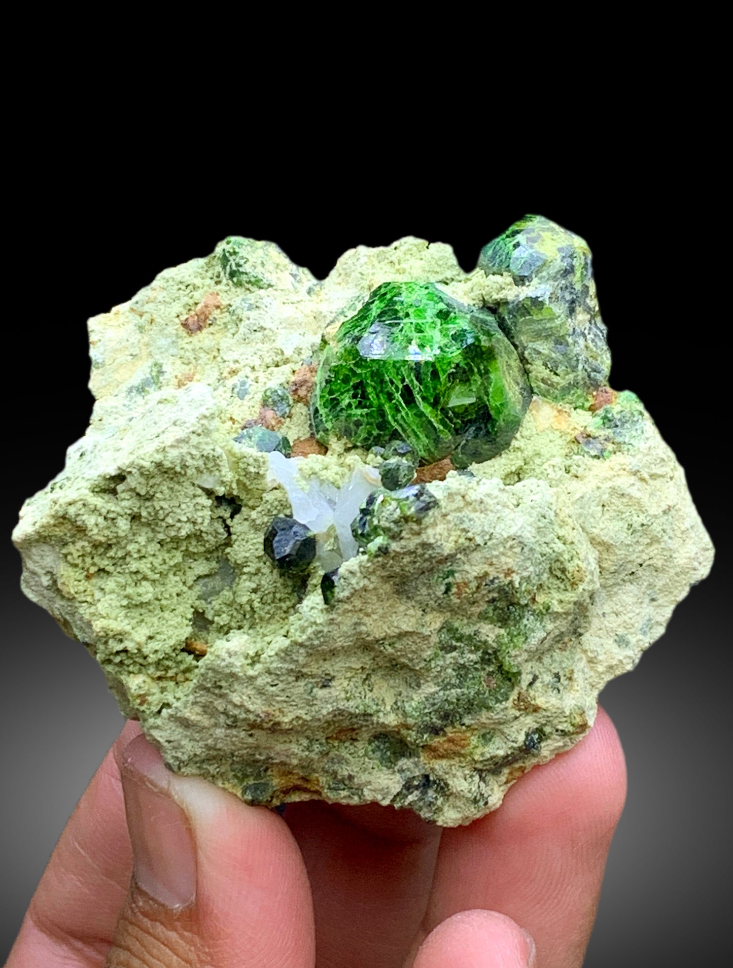 Lush Green Demantoid Garnet Crystals on Matrix - 158 gram