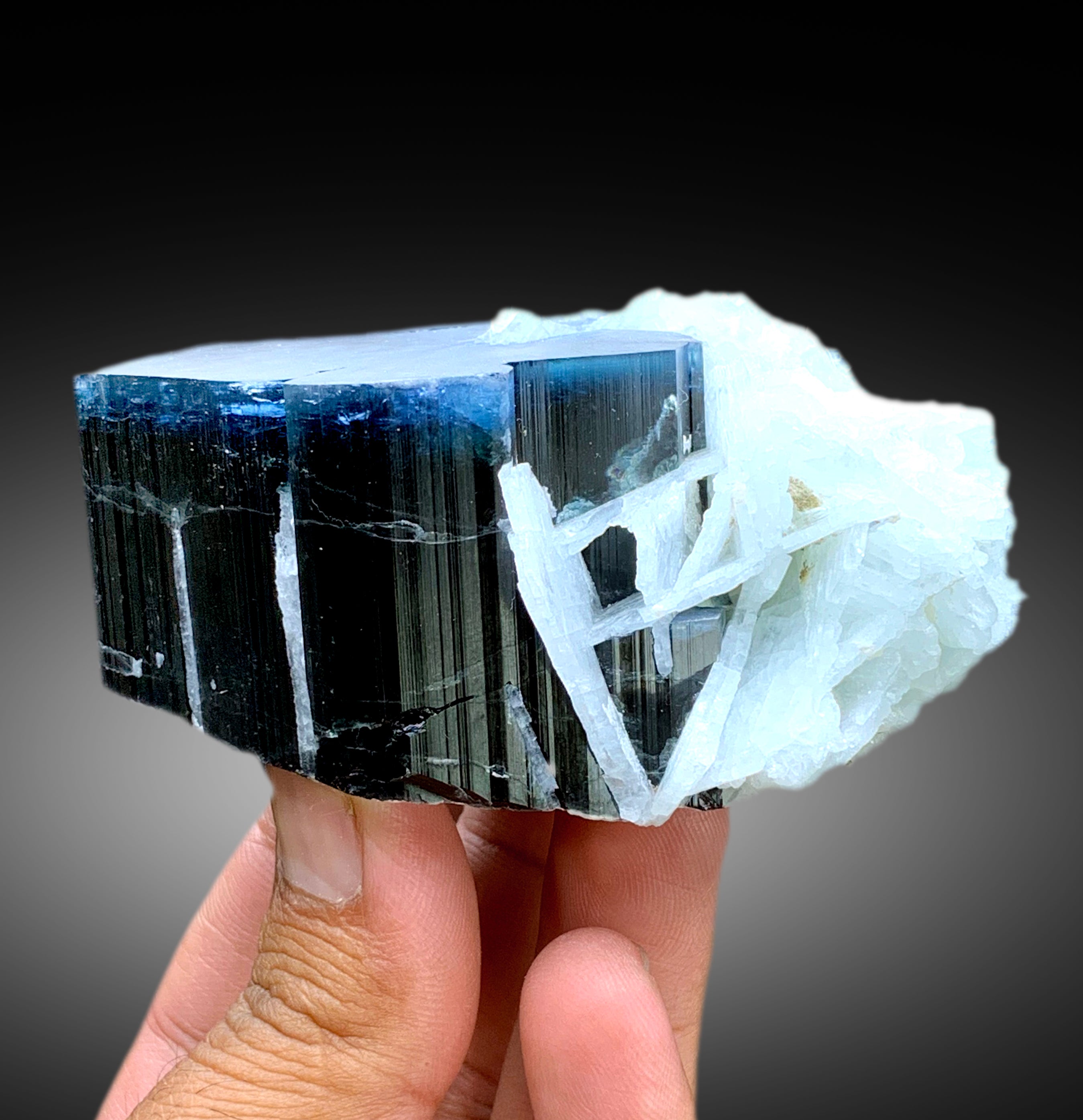 Blue Cap Tourmaline with Cleavelandite Albite from Paprok Afghanistan - 423 gram