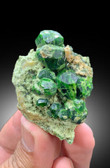 Lush Green Demantoid Garnet Crystals on Matrix, Garnet Specimen - 74 gram